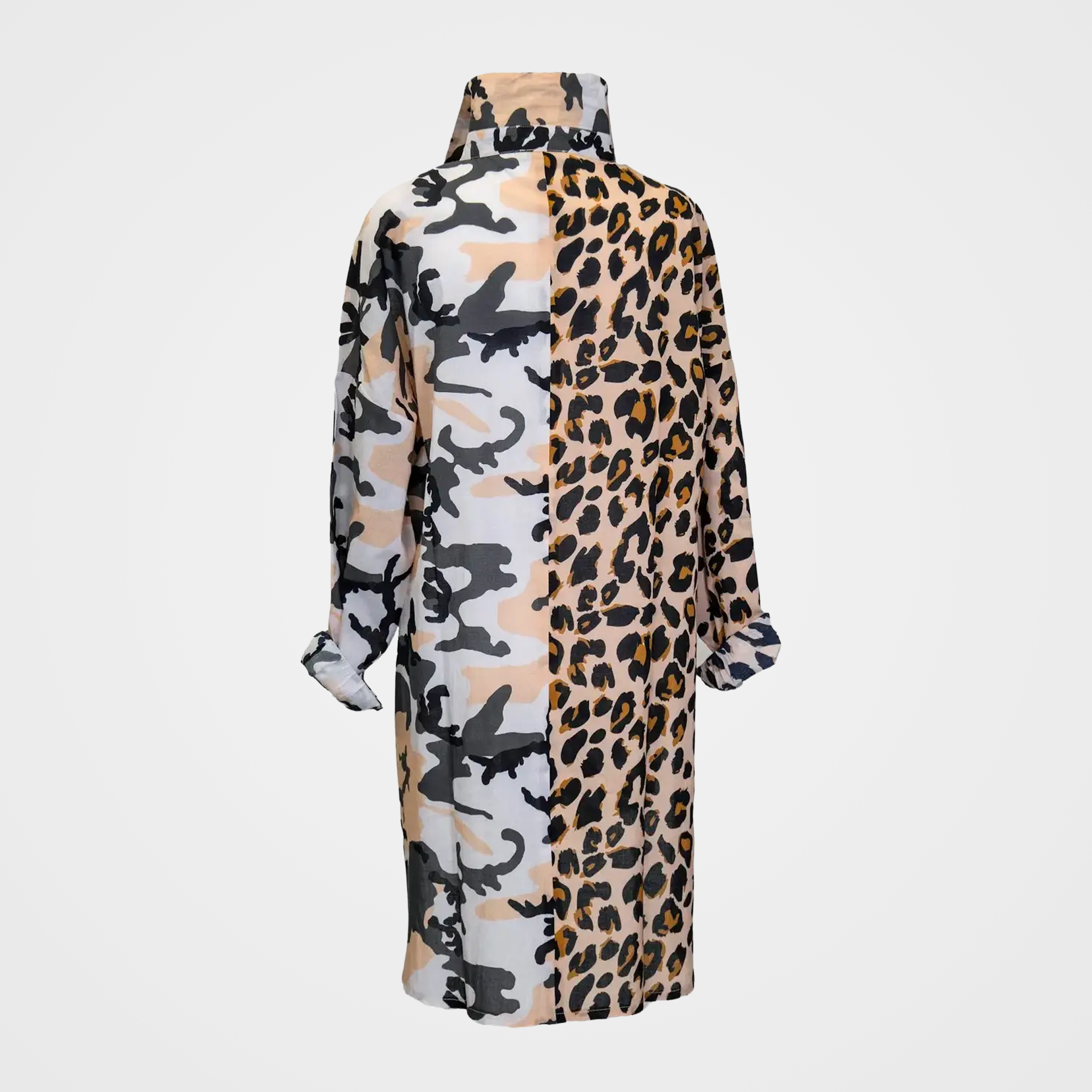 Fusion Blouse with Camouflage & Leopard Print