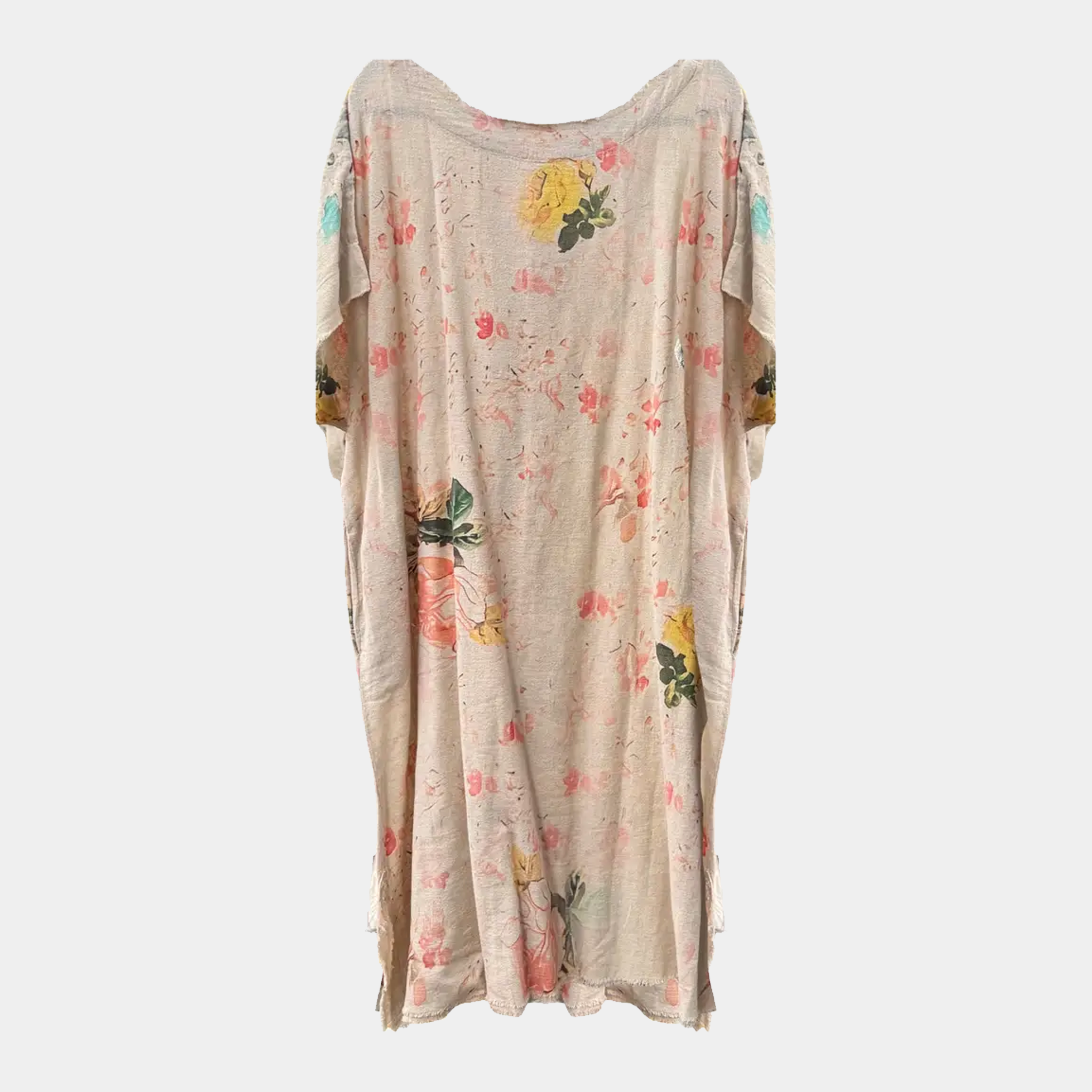 Kaftan Tunic Dress with Subtle Floral Print