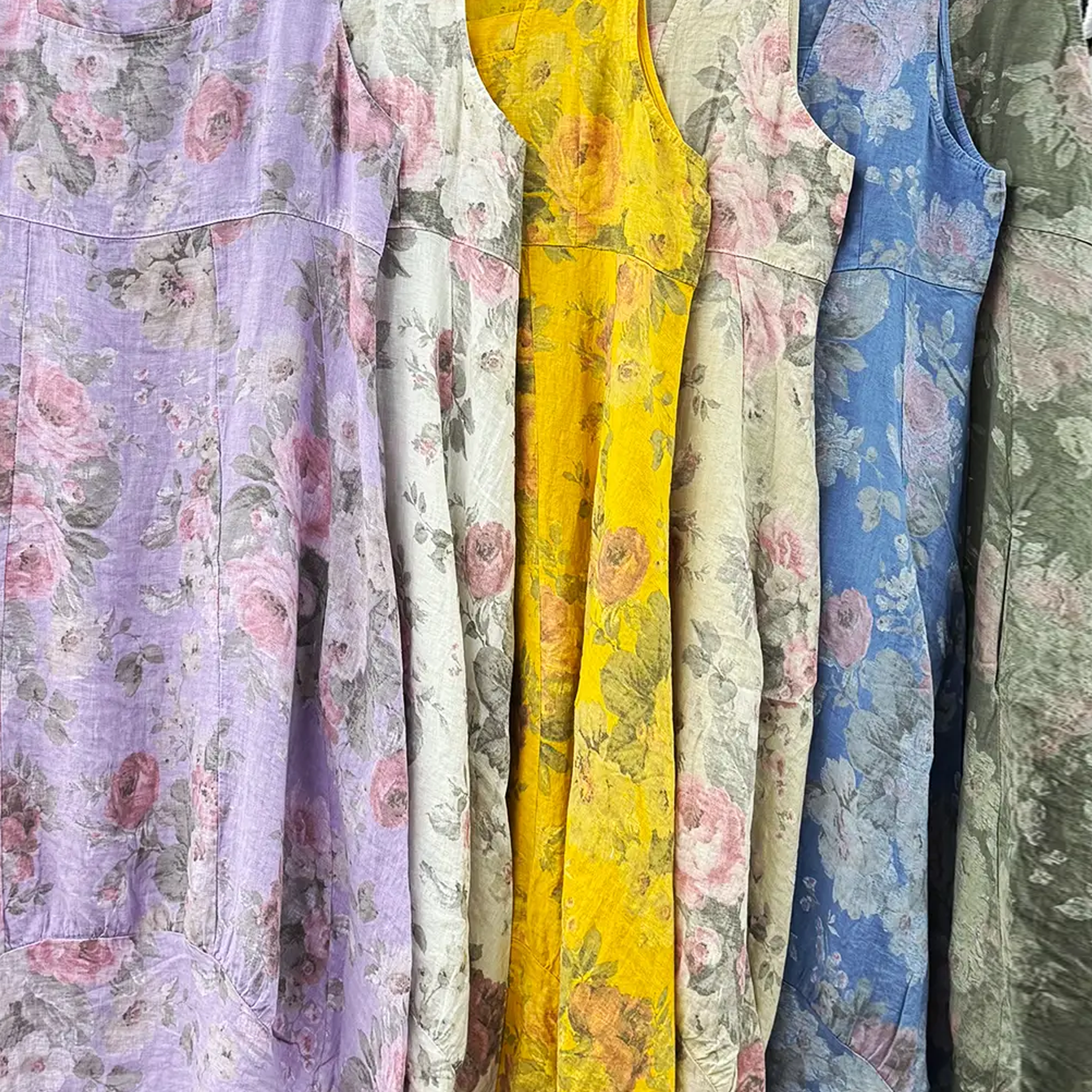 Vintage Floral Linen Dress in Six Colors