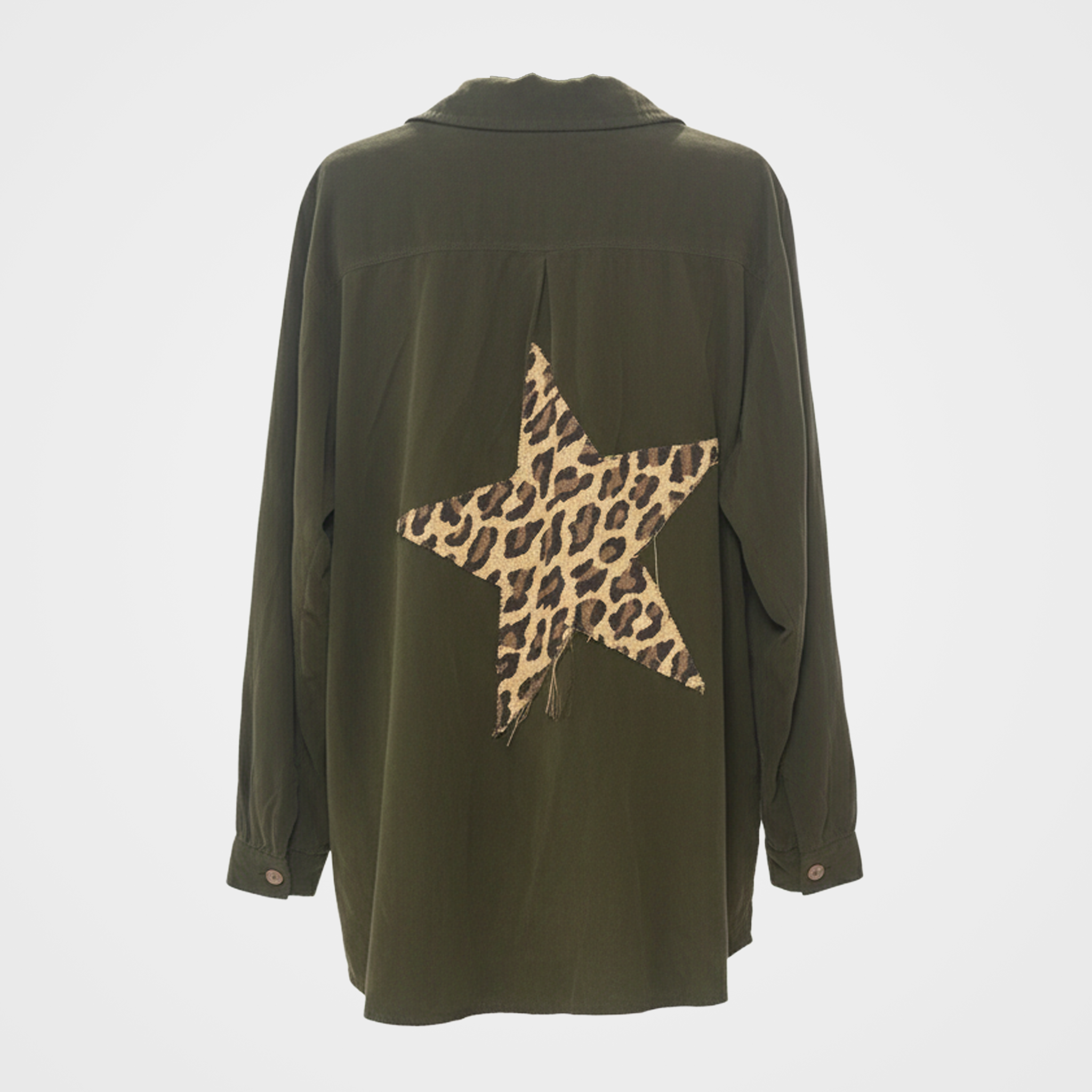 Corduroy Button Up Blouse with Star Patch