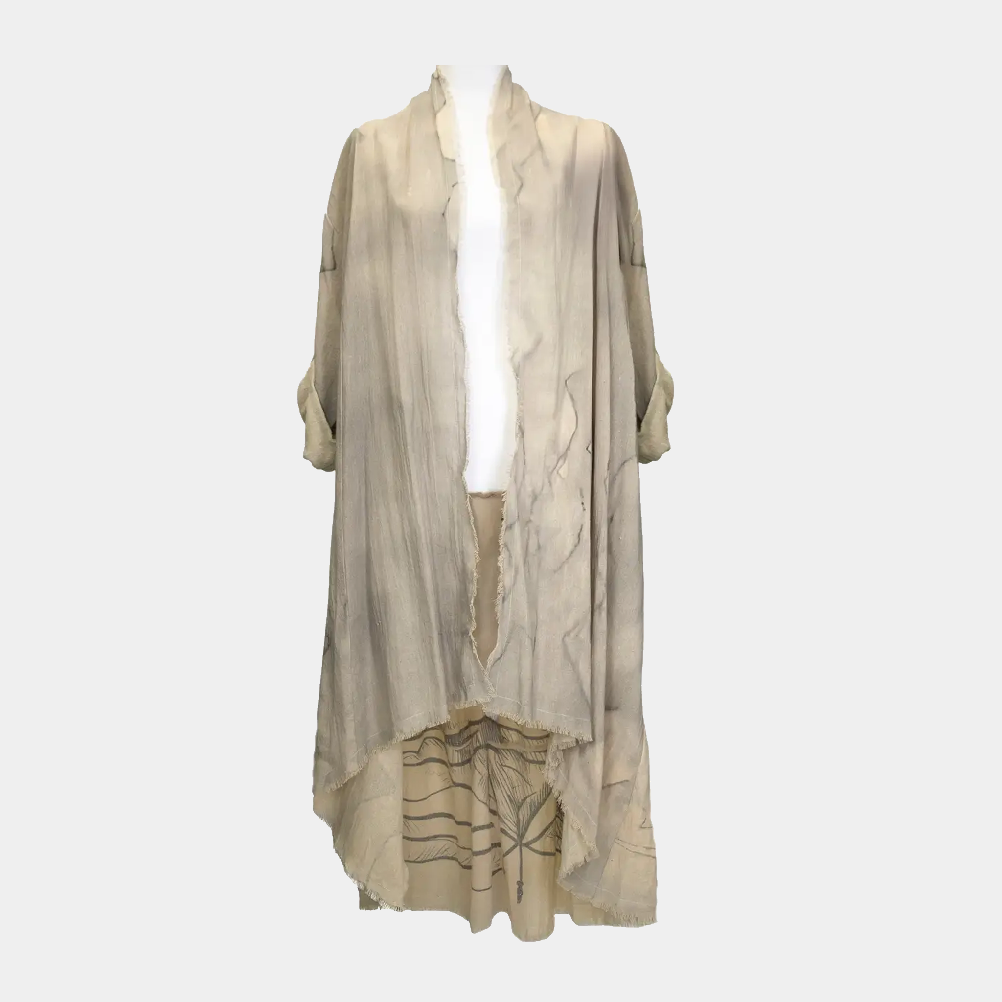 Duster with Buddha Print in Cream