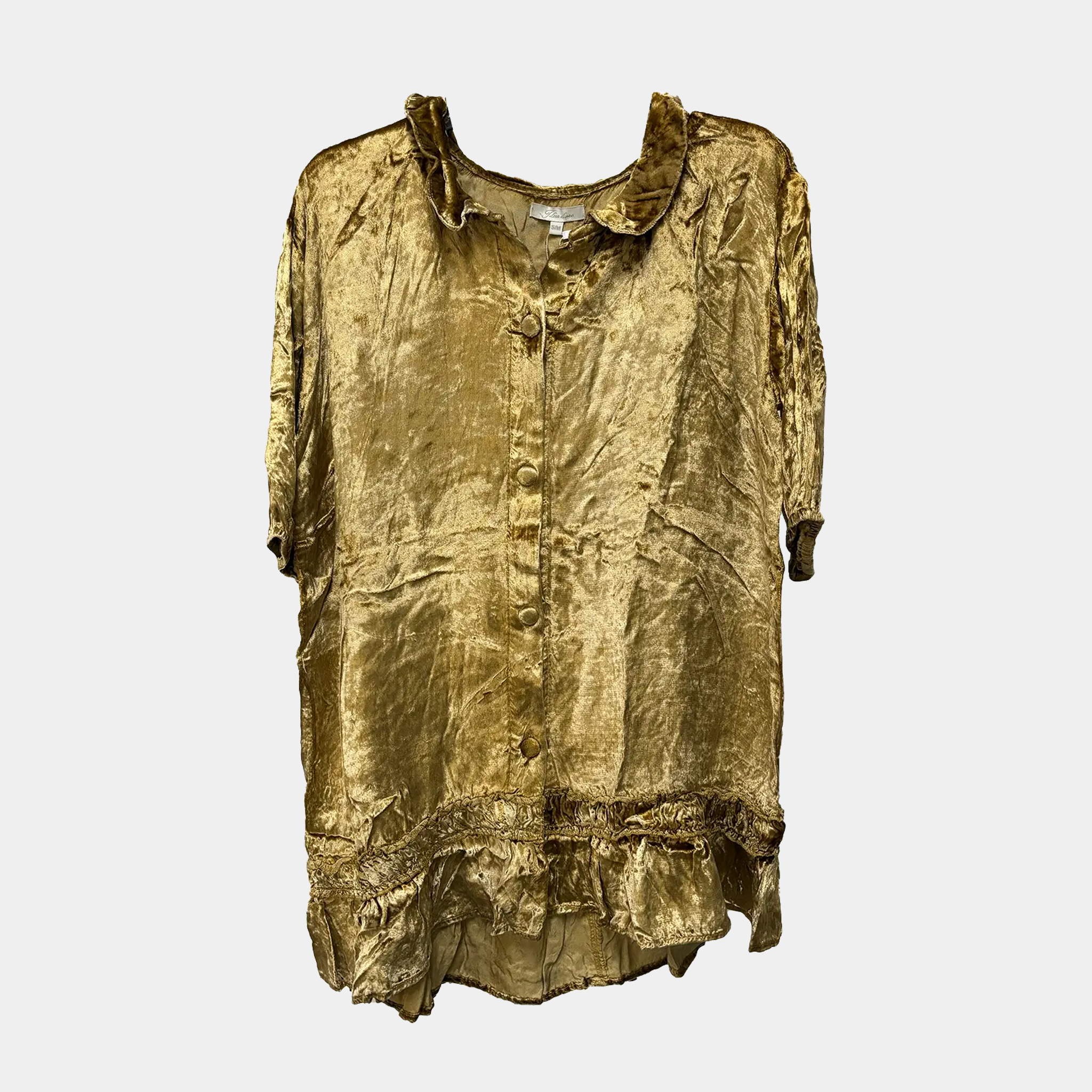 Crushed Velvet Ruffle-Hem Tunic in Four Colors