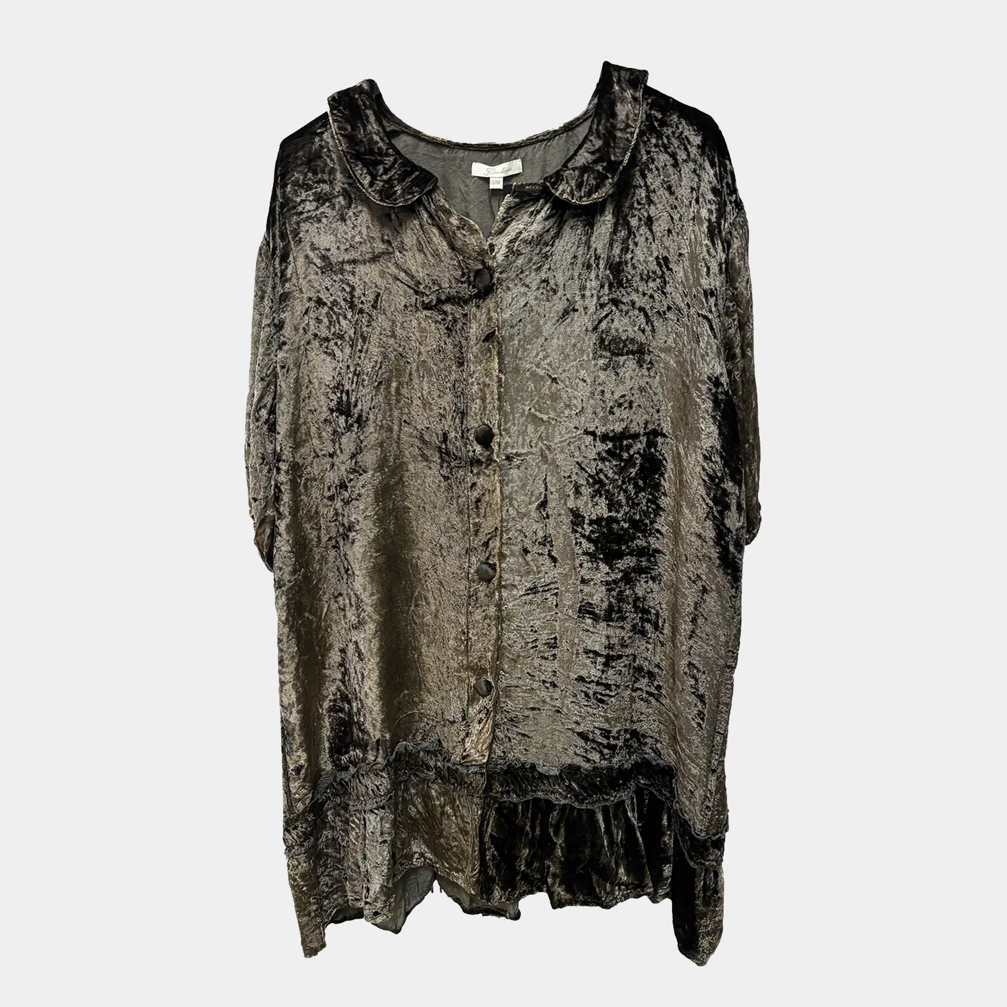 Crushed Velvet Ruffle-Hem Tunic in Four Colors