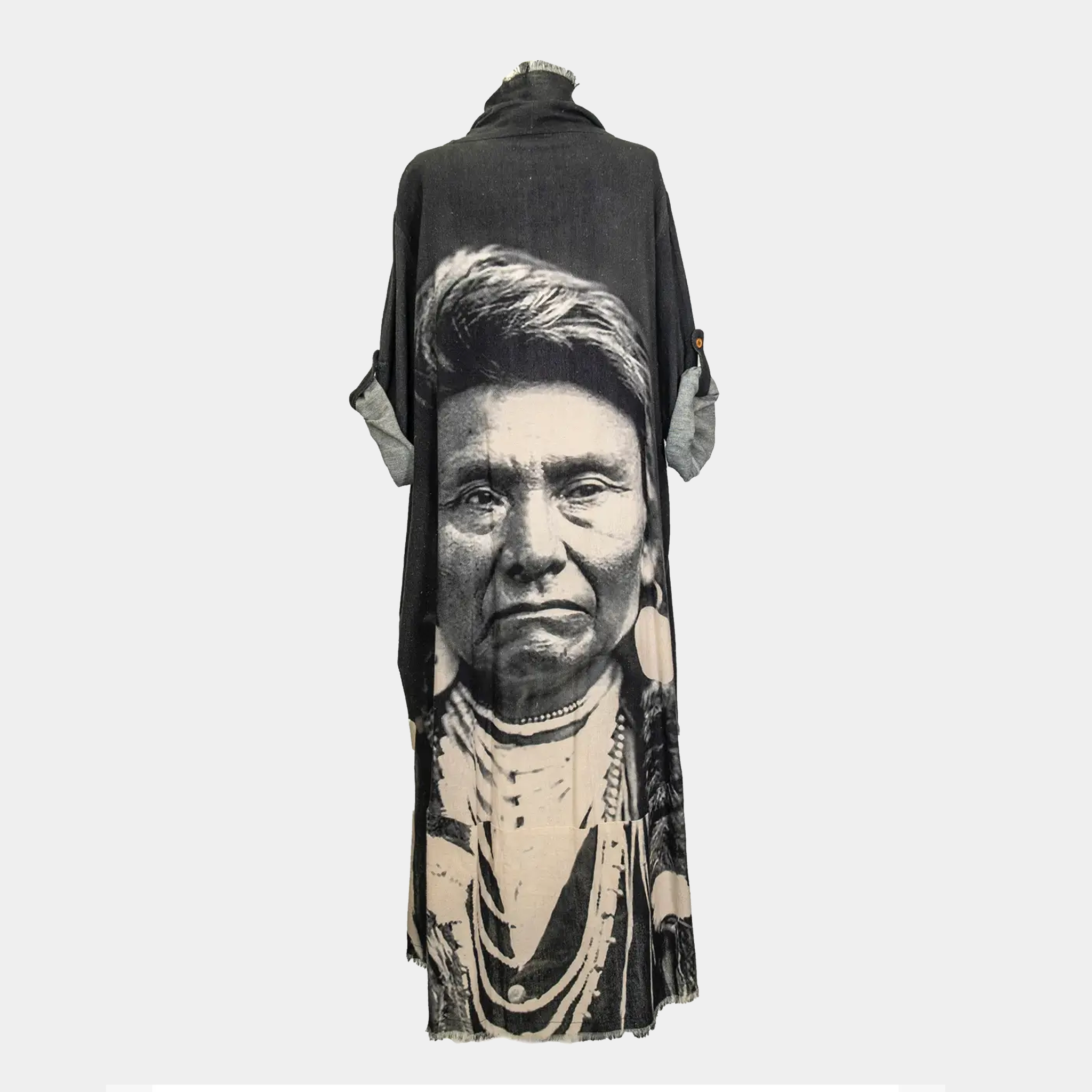 Duster with Chief Joseph Print in Denim Blue or Dark Gray
