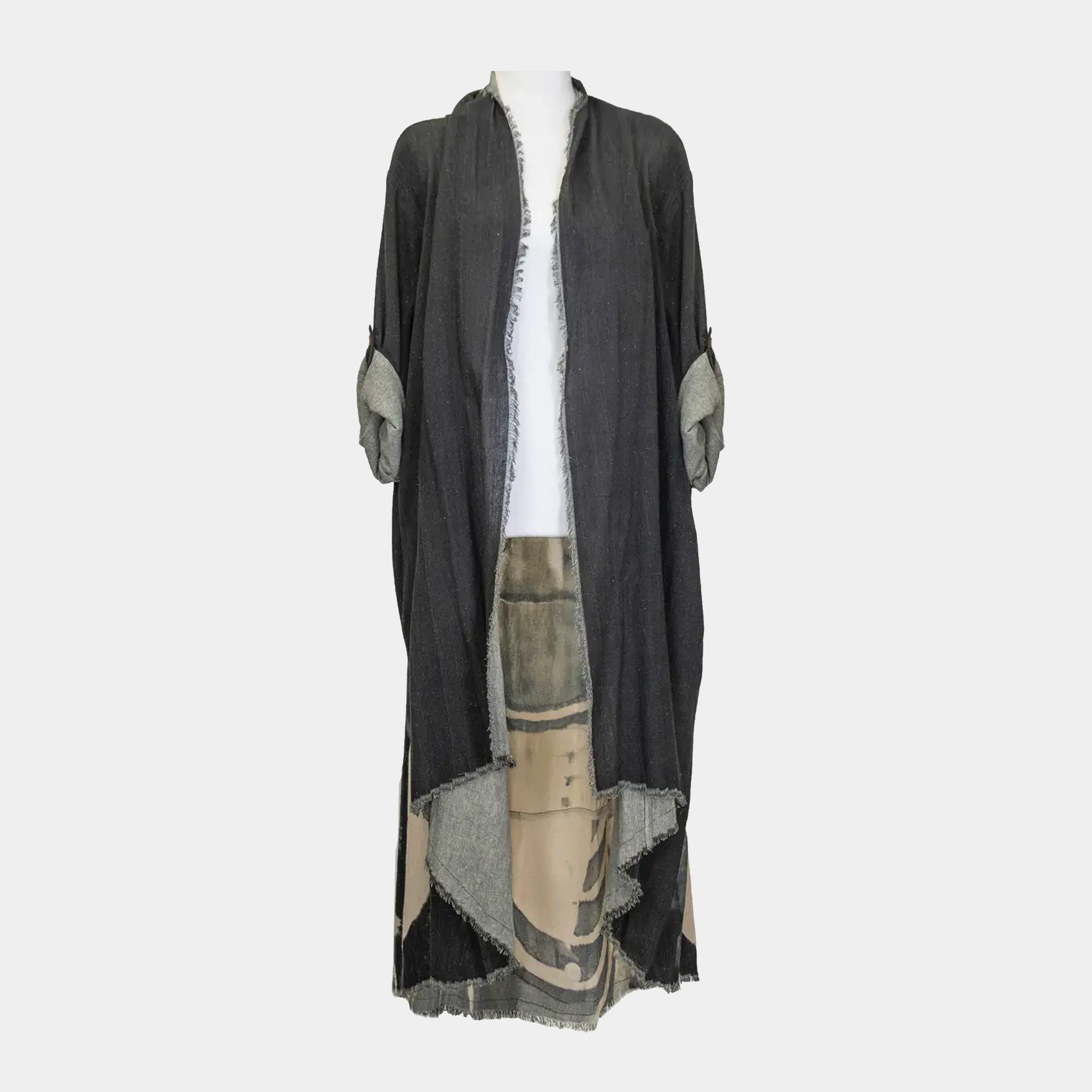 Duster with Chief Joseph Print in Denim Blue or Dark Gray