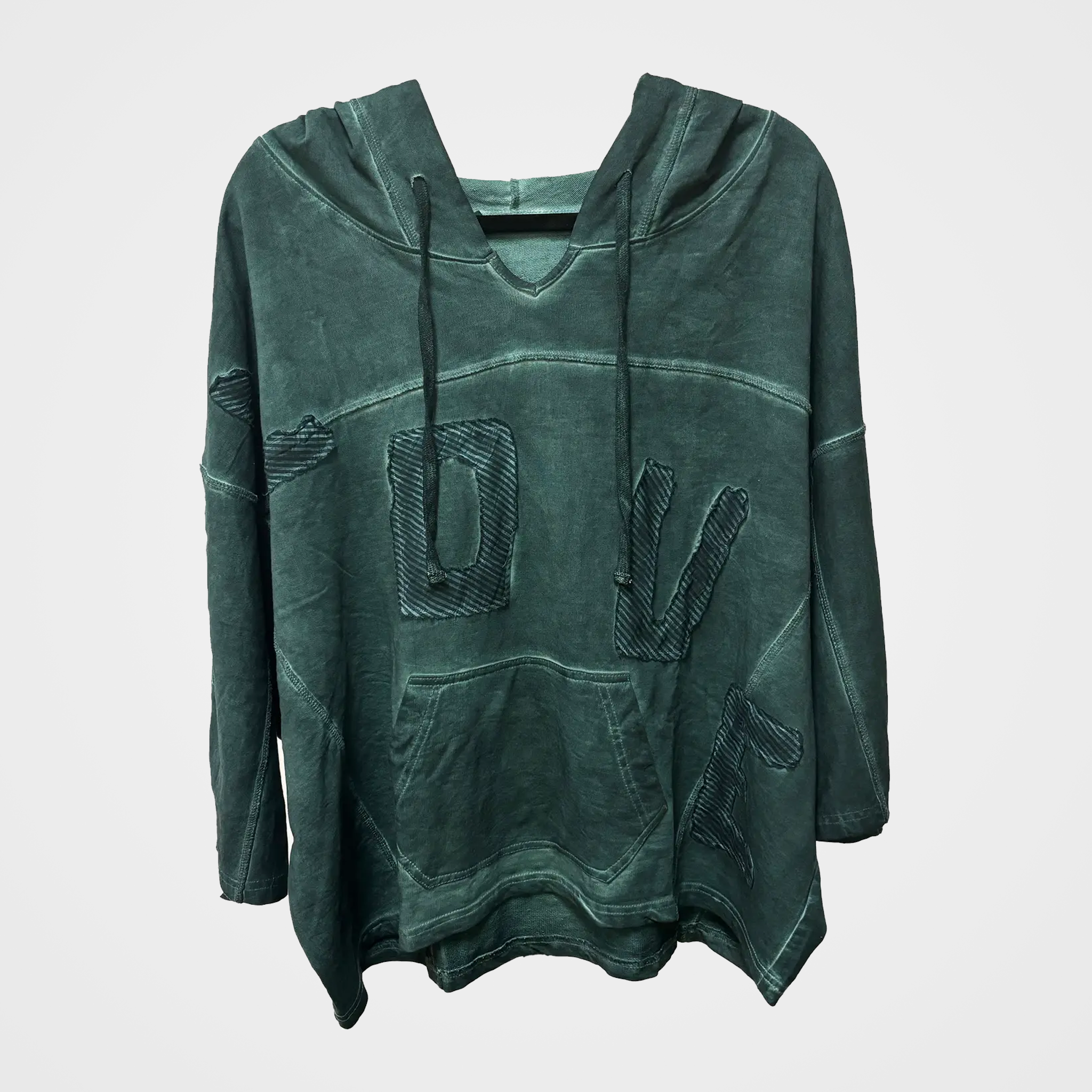 Hooded Sweatshirt in Cotton Terry with LOVE Patch