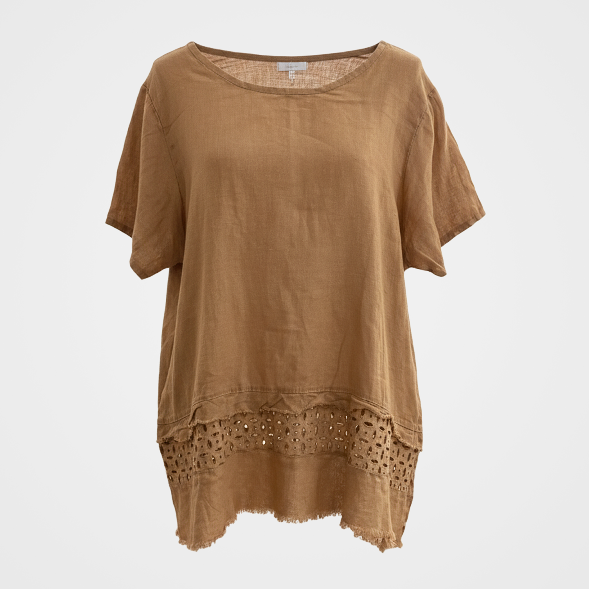 Linen Top with Crochet Insert