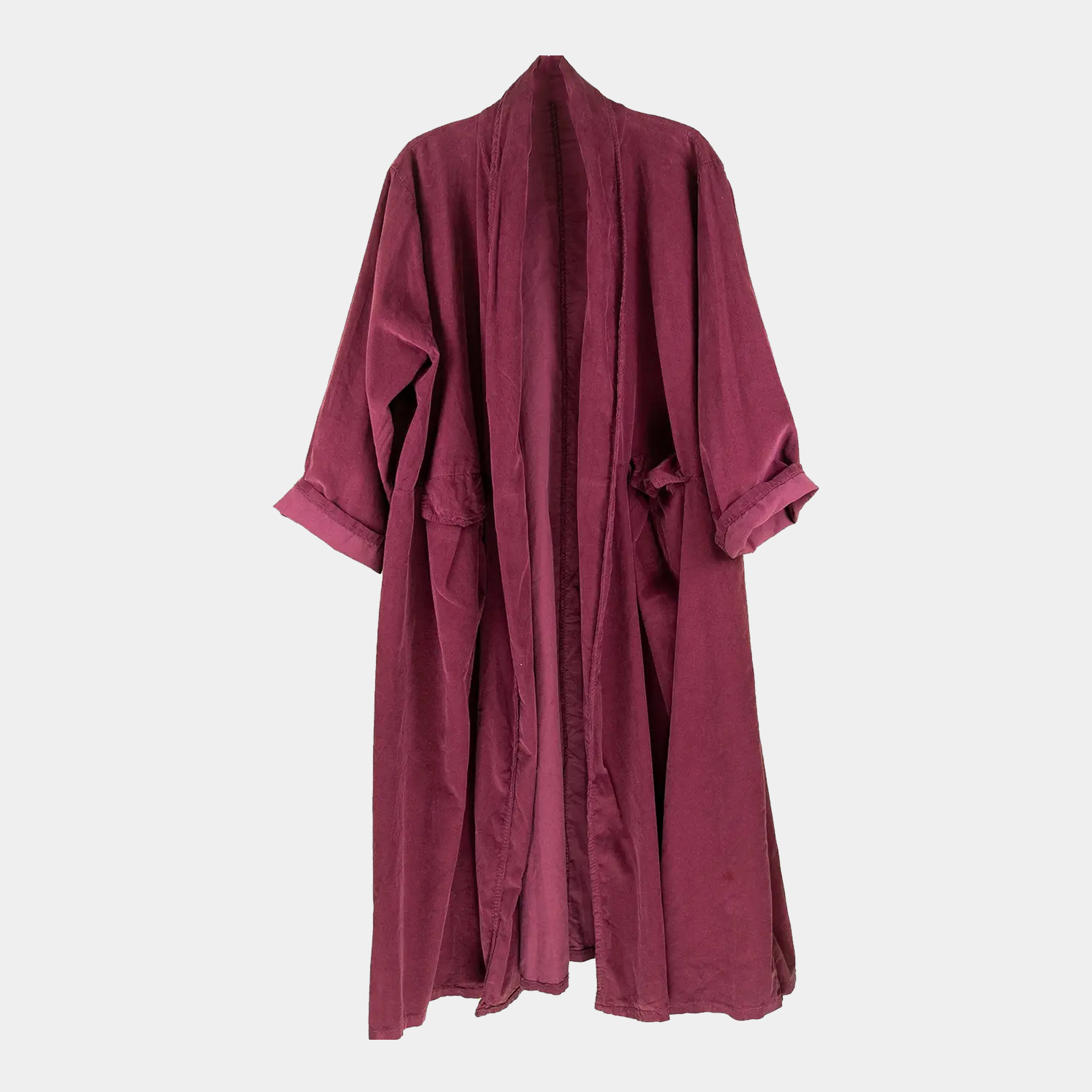 Duster Coat in Burgundy Pinwale Corduroy