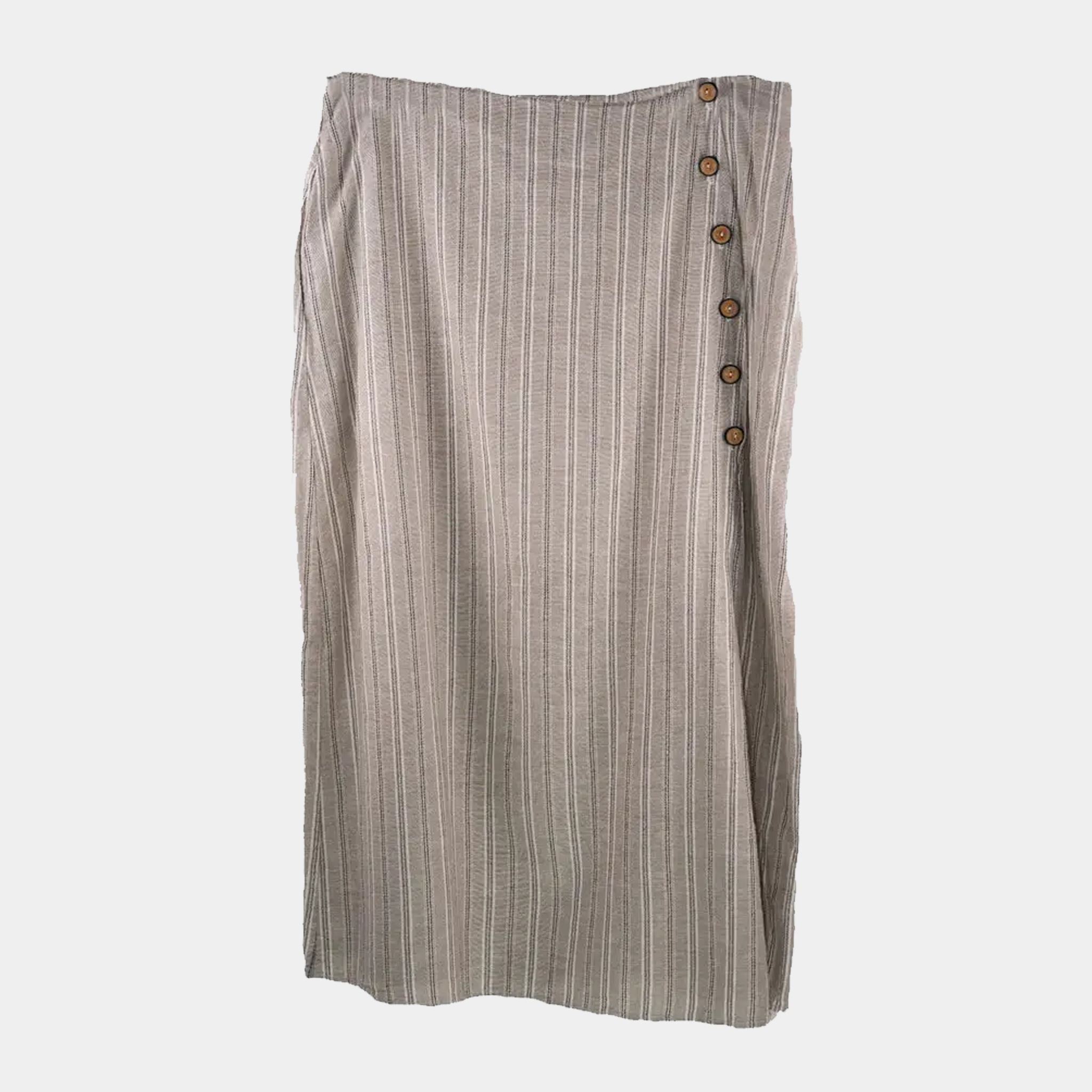Linen Skirt with Buttons in Stripe Mix
