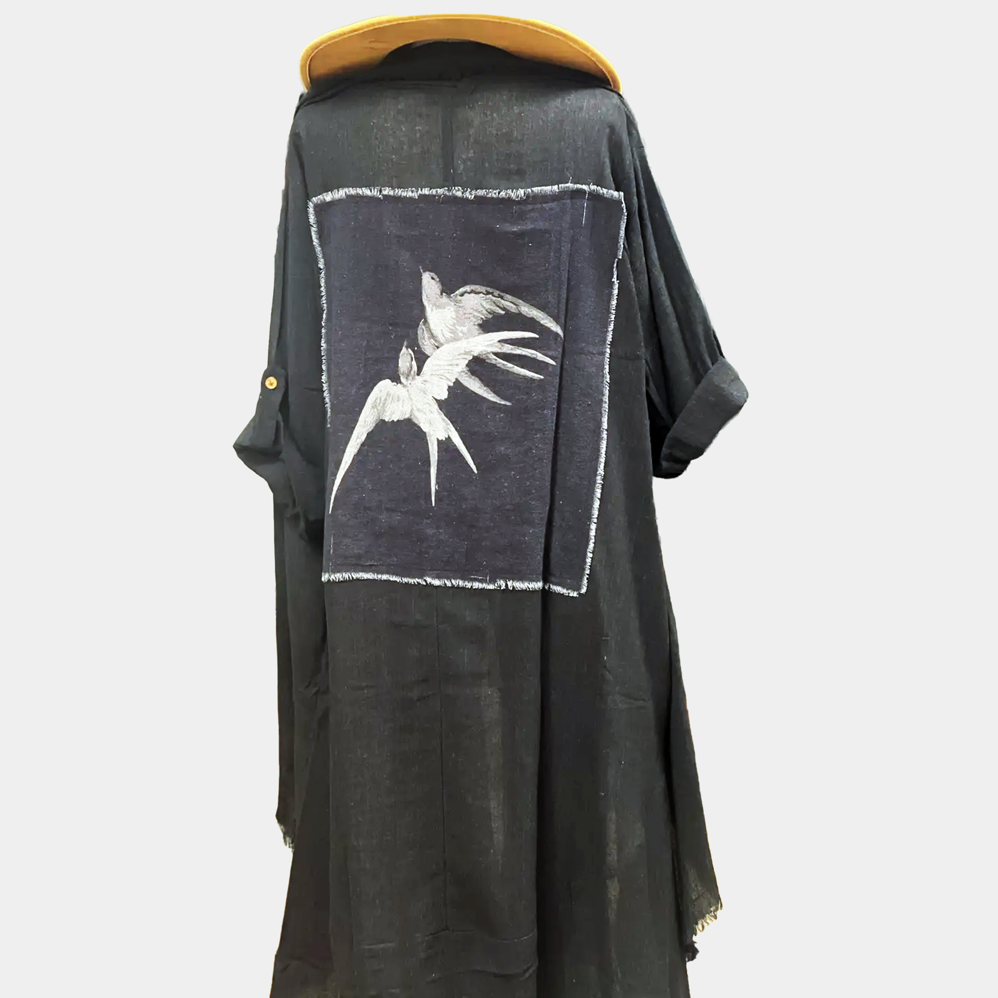 Duster with Swallow Patch in Black