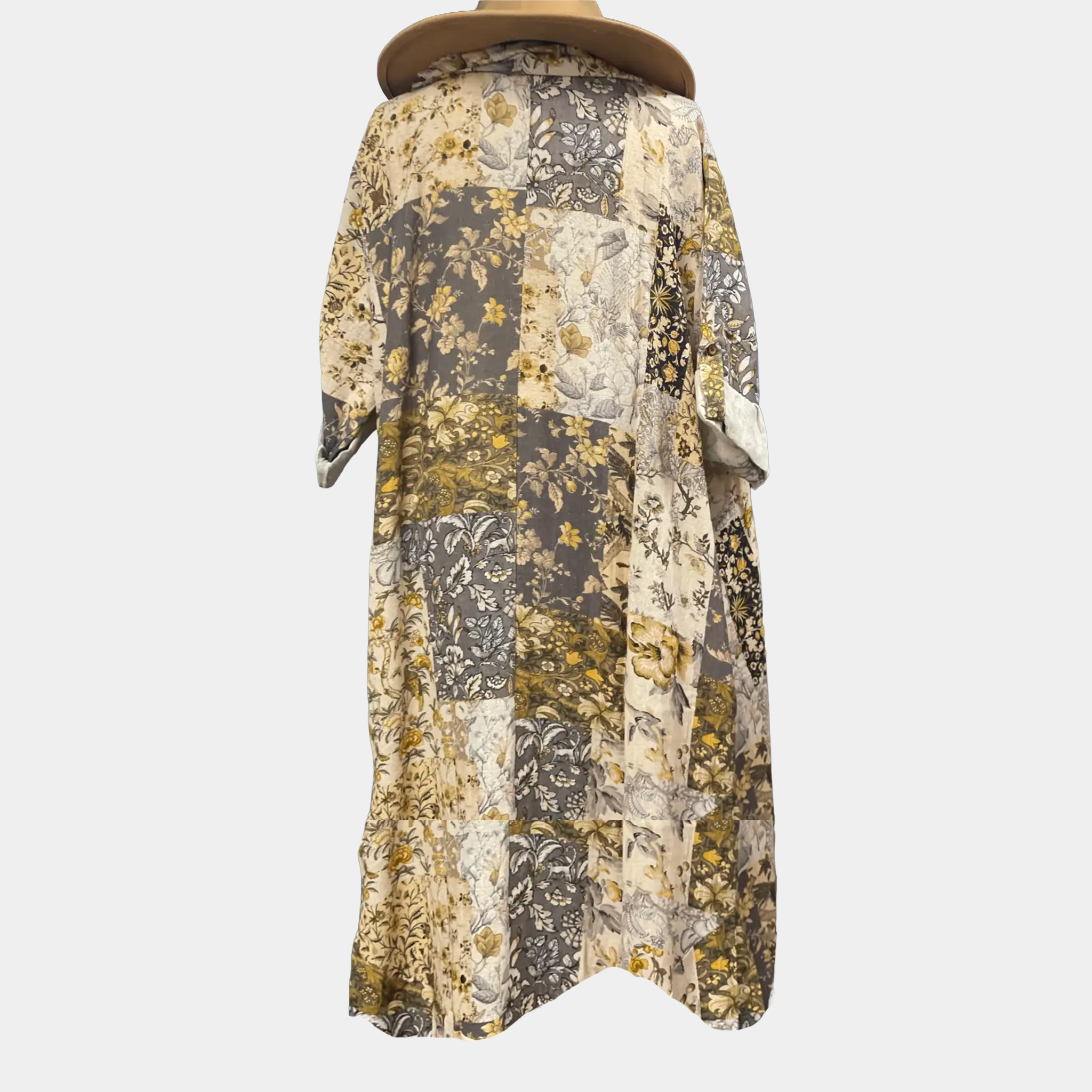Duster with Gray/Buff Patchwork Print