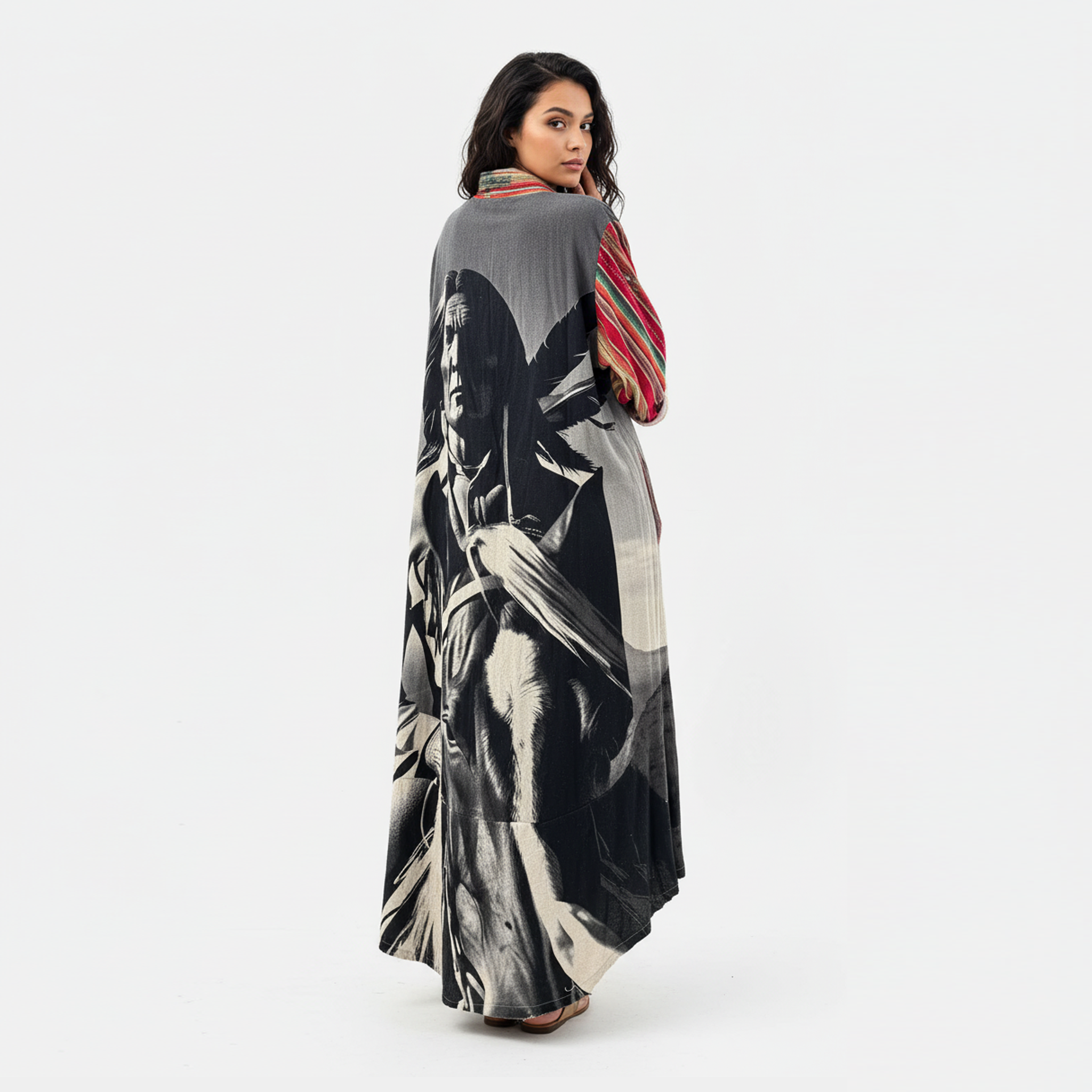 Duster with Serape Stripes (Front) and Indian Warrior (Back)