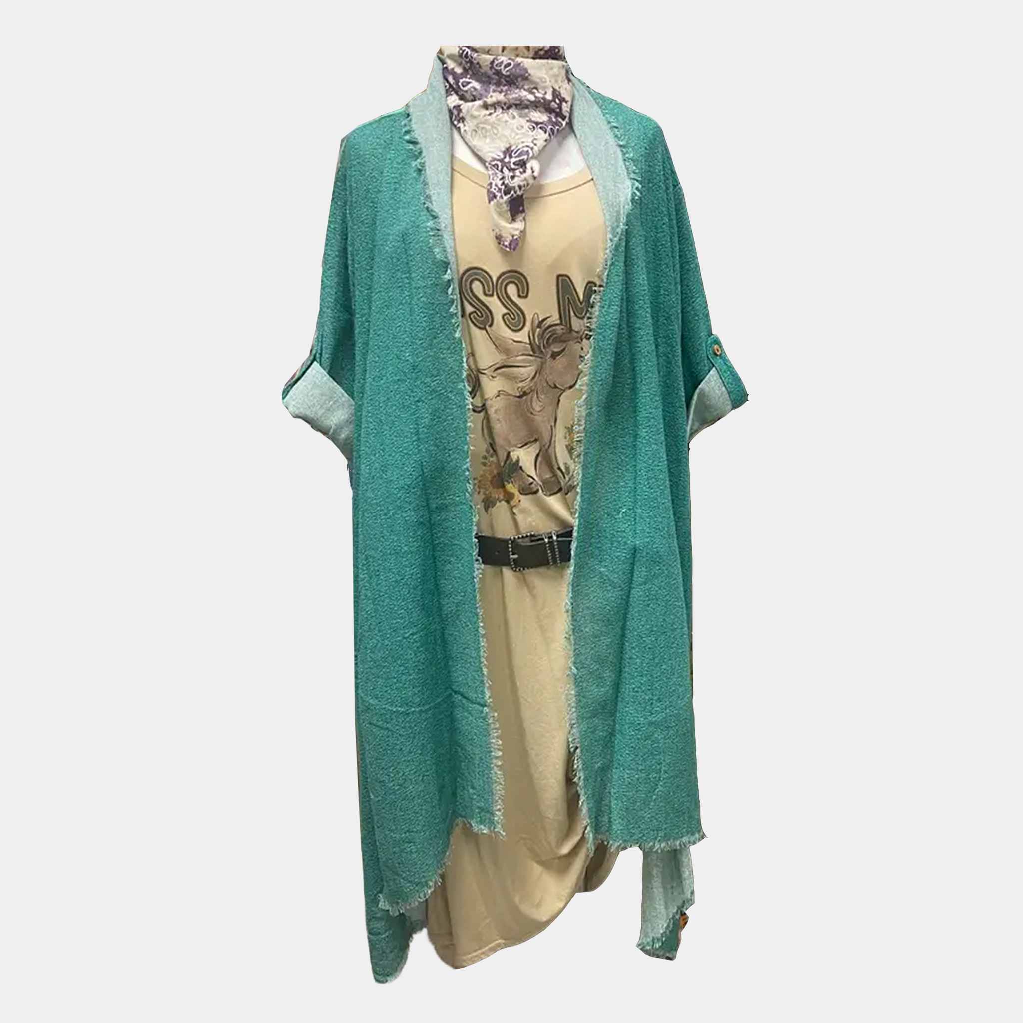 Duster with Sunset Cactus Print in Turquoise or Orange