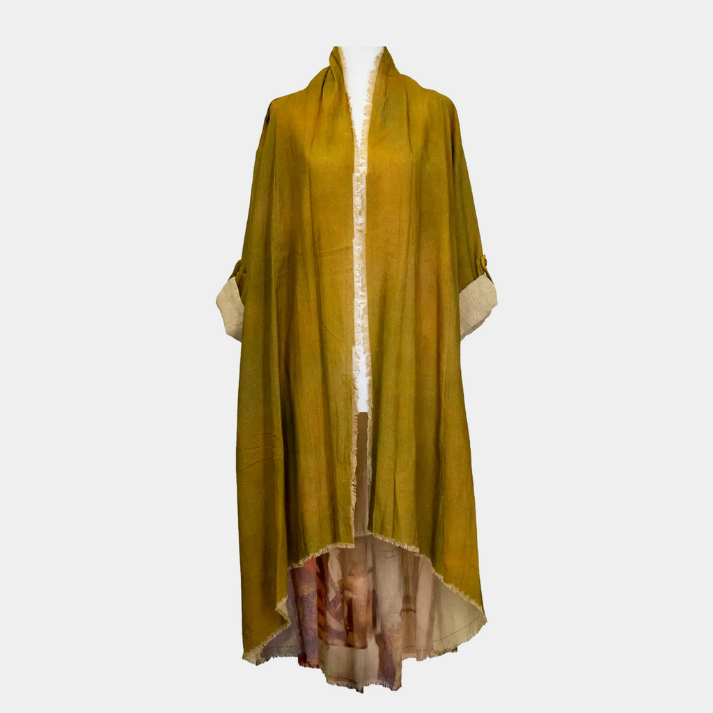 Duster with Sitting Bull Print in Olive