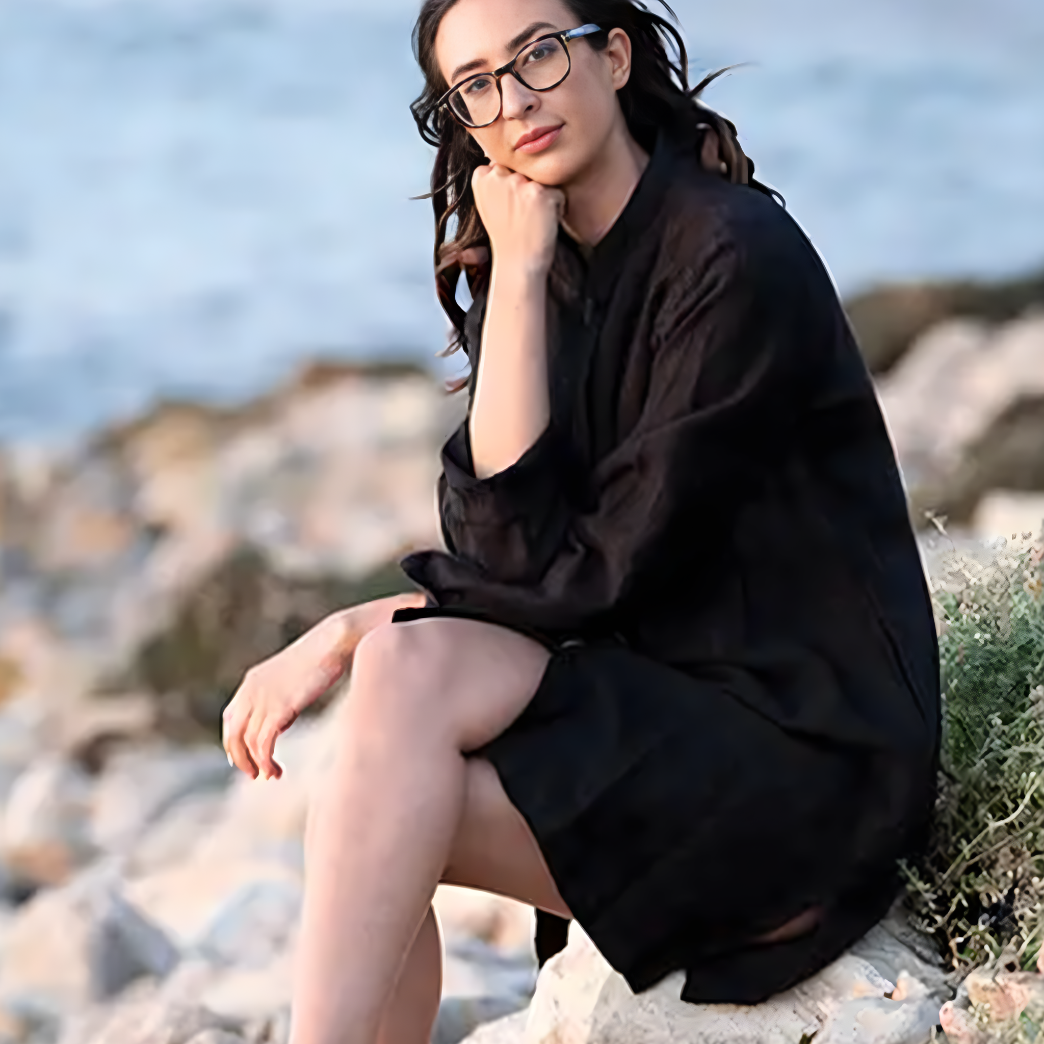 Linen Banded-Collar Button-Up Jacket Dress