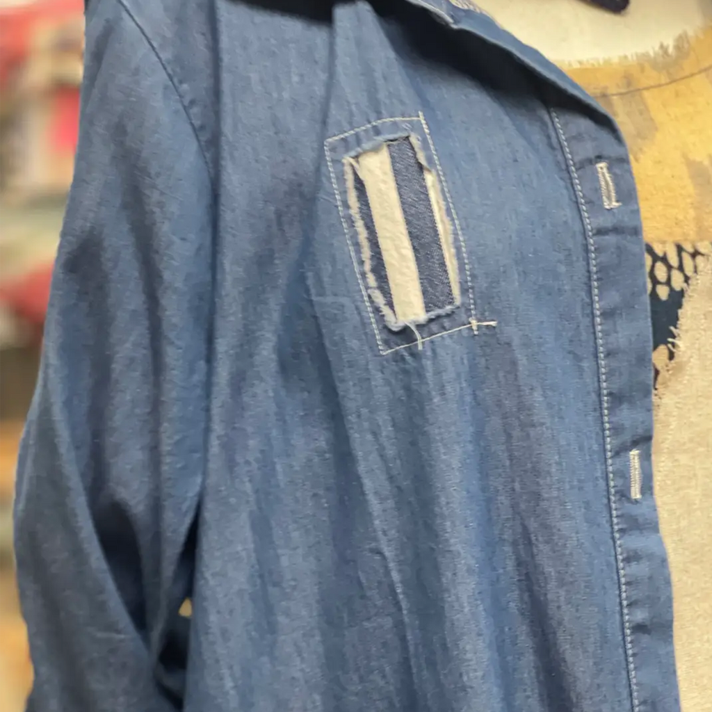 Duster with Denim Patchwork in Blue