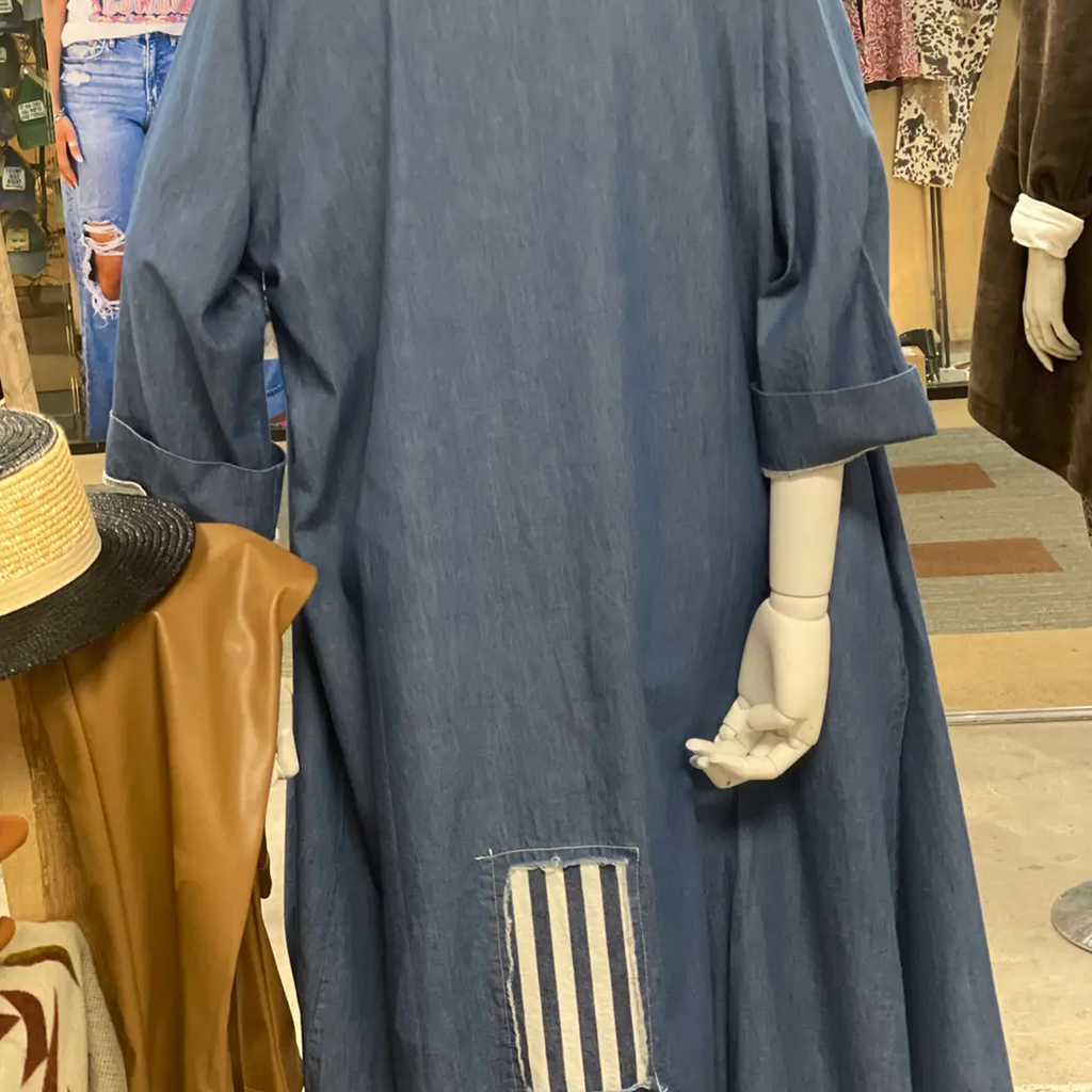 Duster with Denim Patchwork in Blue