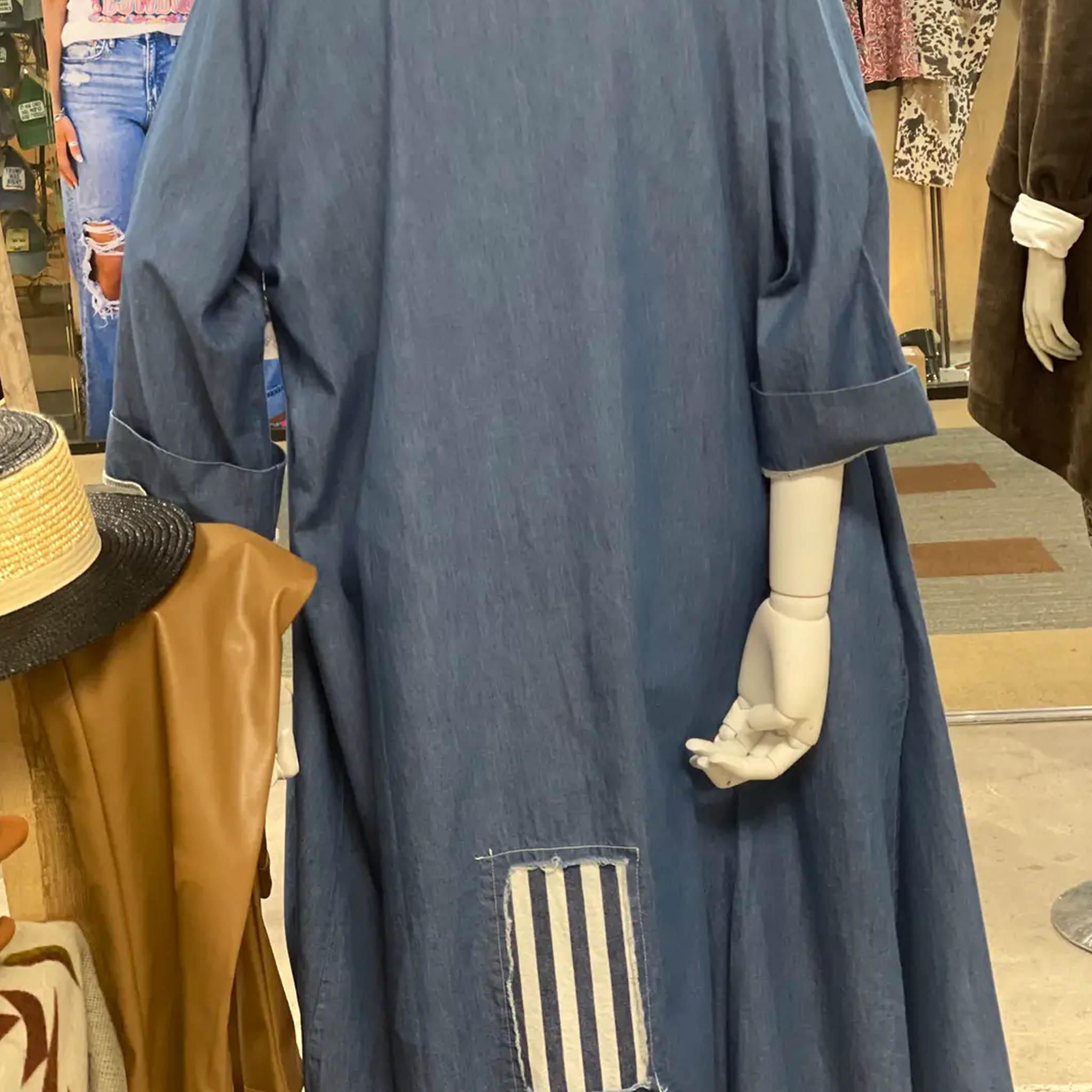 Duster with Denim Patchwork in Blue