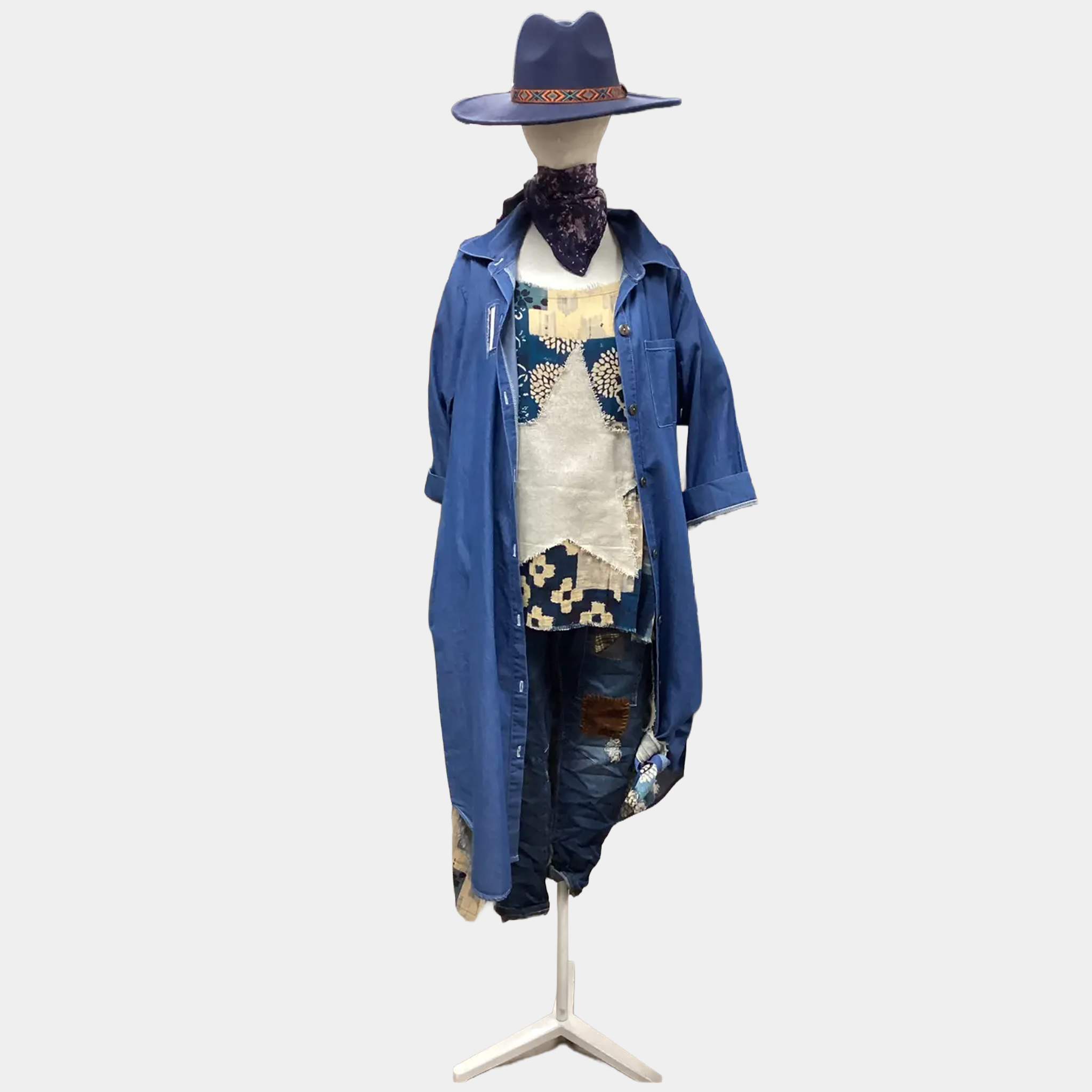 Duster with Denim Patchwork in Blue