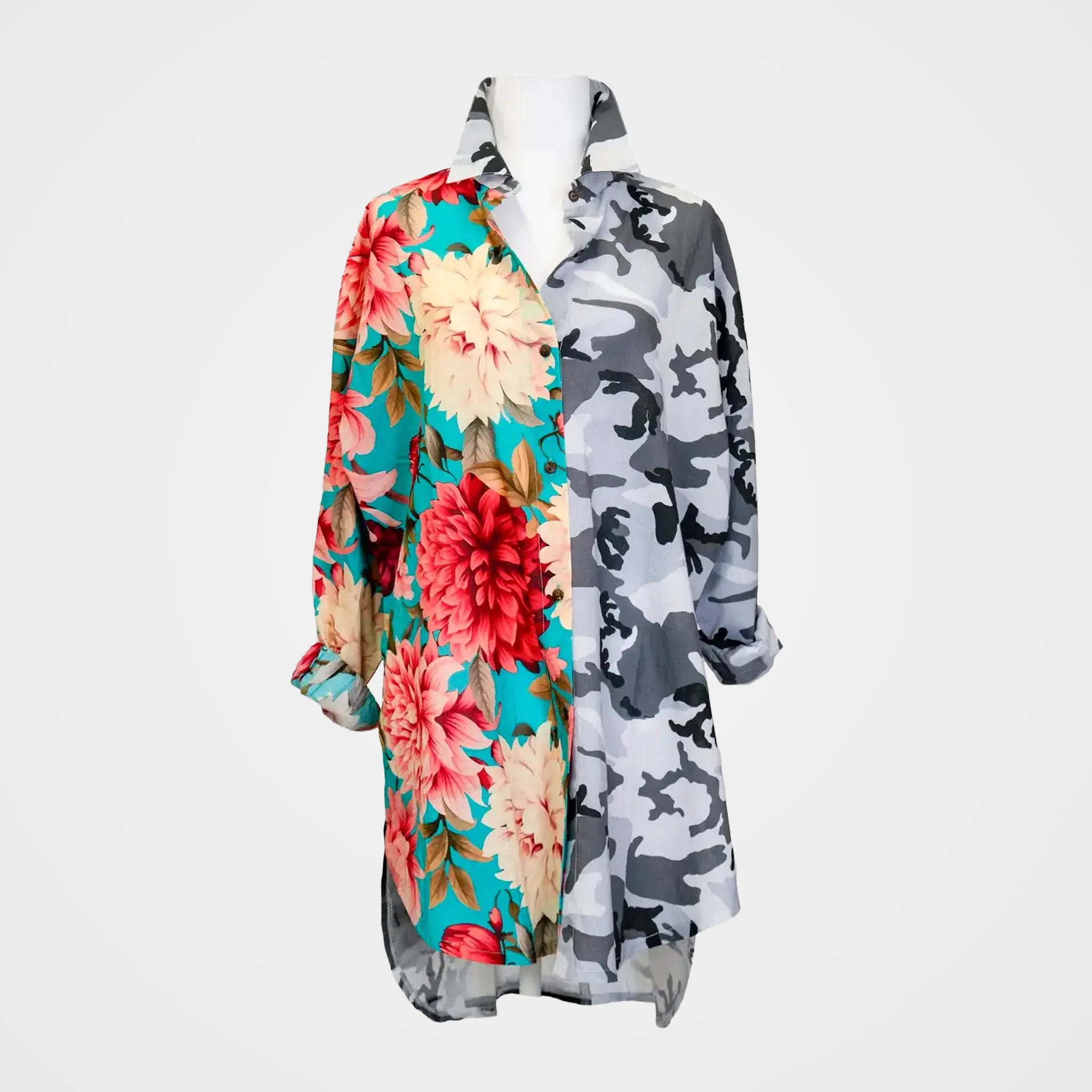 Fusion Blouse with Floral/Camo & Chief Iron White Man