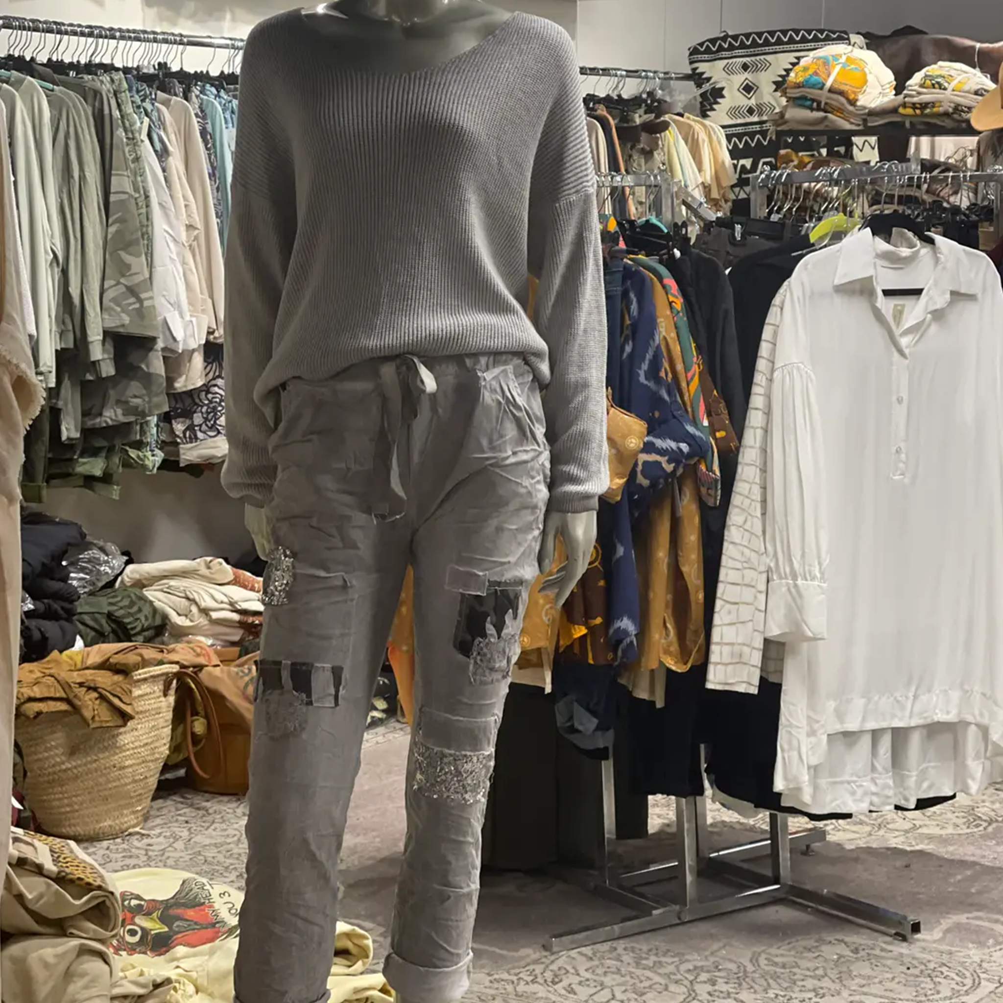 Magic Pants with Sequin & Patchwork Embellishment