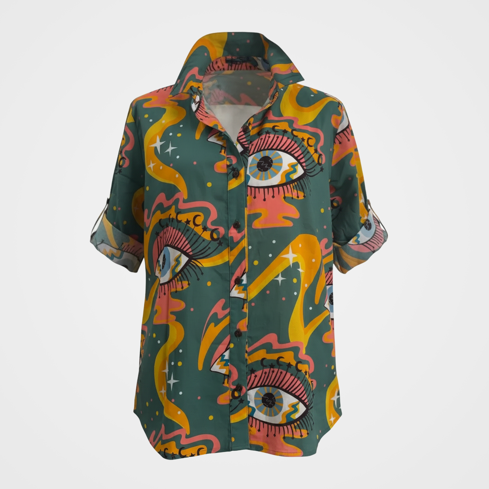 Button Up Tops with Abstract Designs
