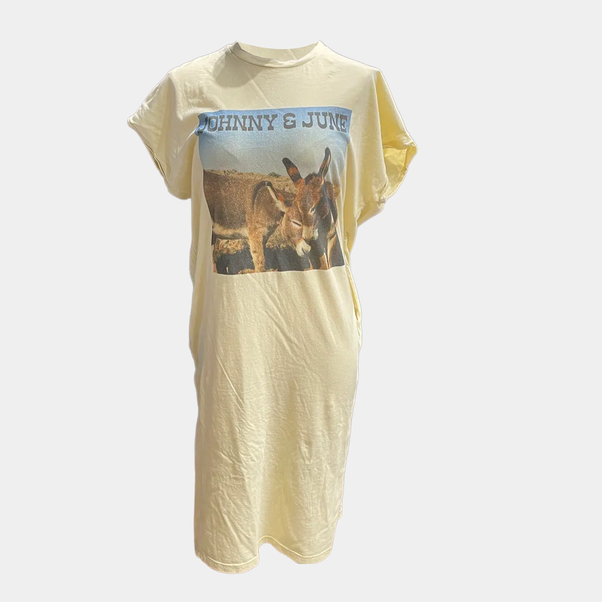 T-Shirt Dress with Johnny & June Donkeys Short Sleeve Cotton Jersey
