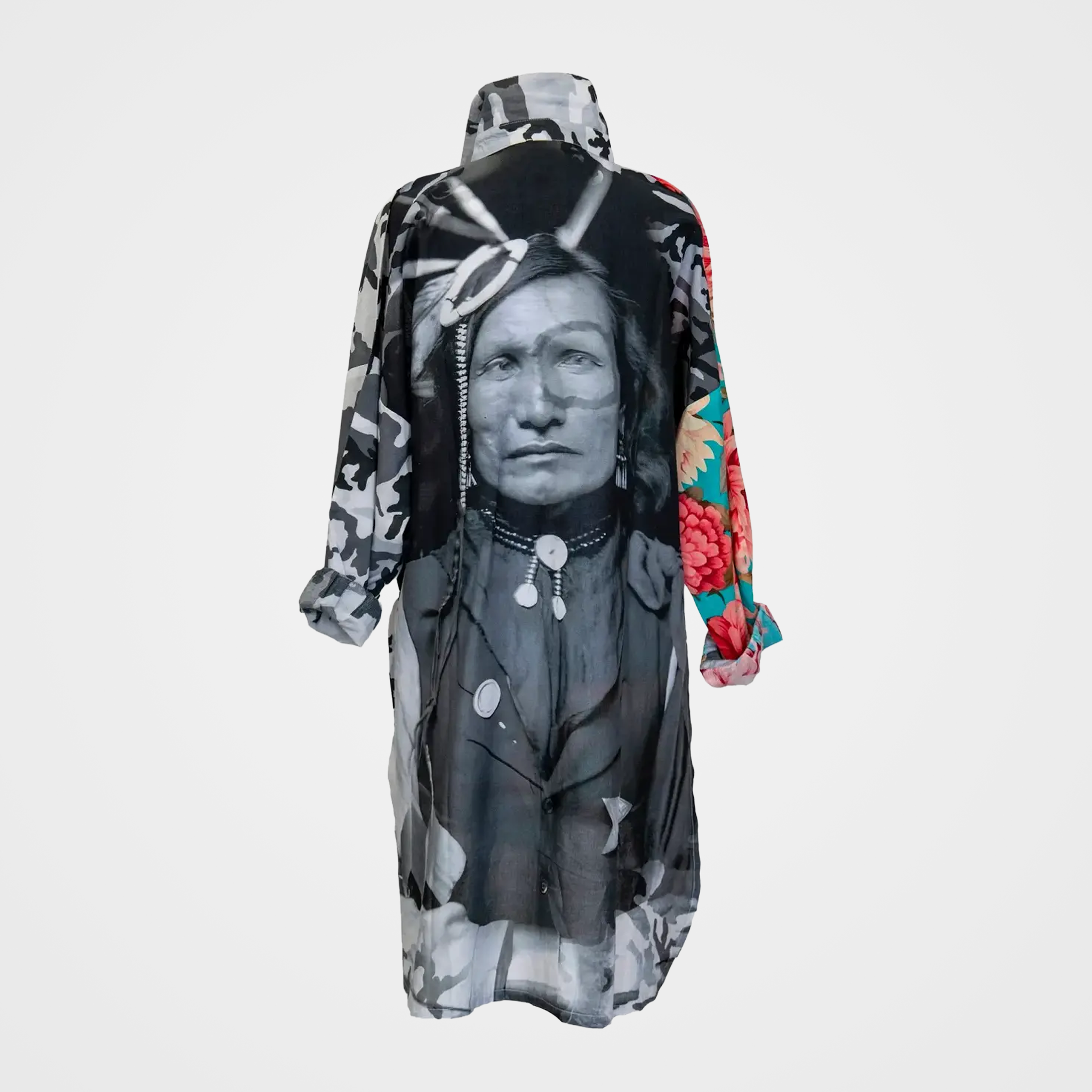 Fusion Blouse with Floral/Camo & Chief Iron White Man