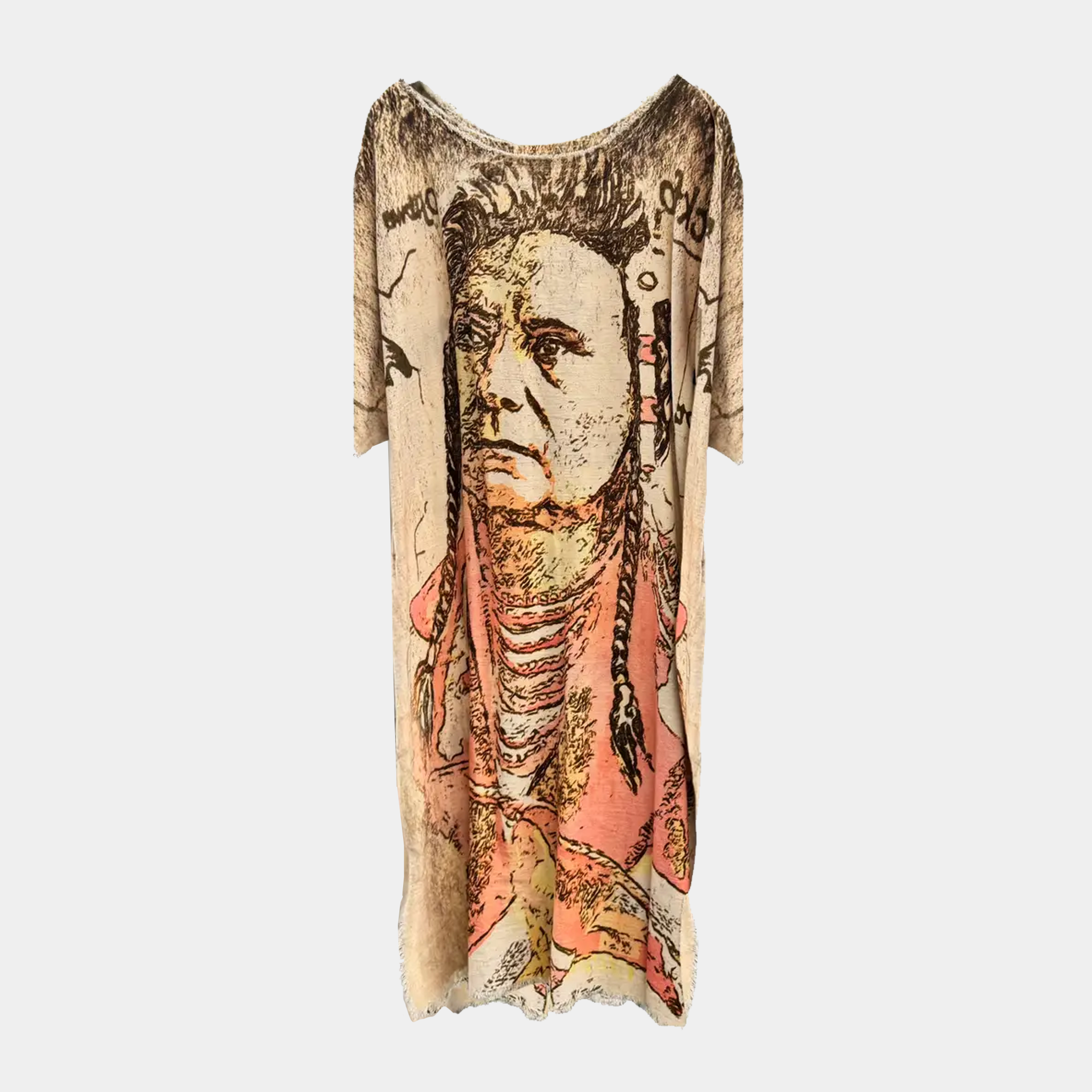 Kaftan Tunic Dress with Chief Joseph Sketch