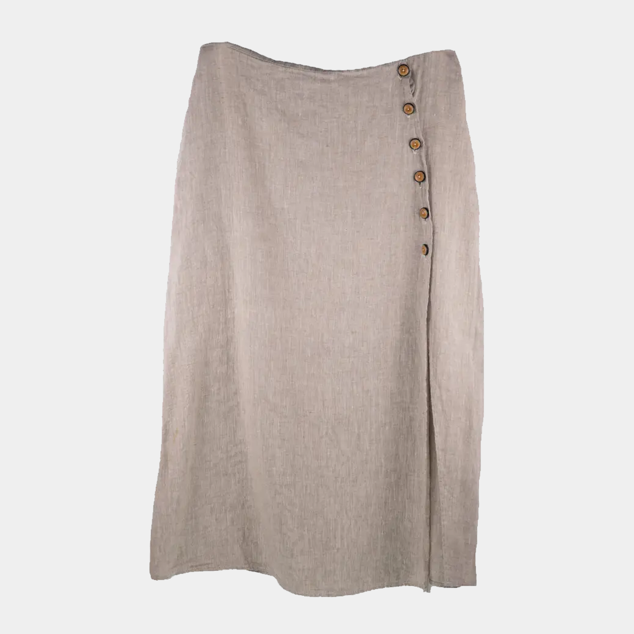 Linen Skirt With Buttons in Oatmeal