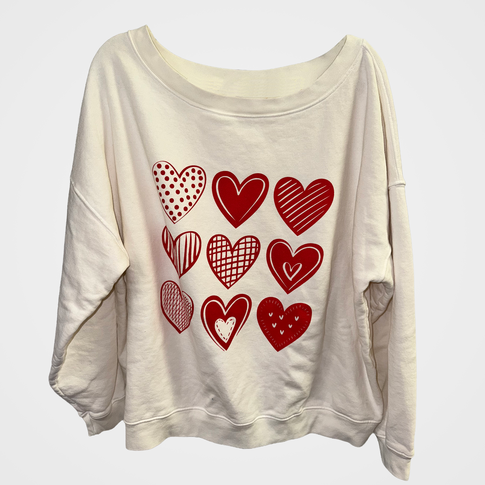 Cotton Fleece Hearts Printed Top