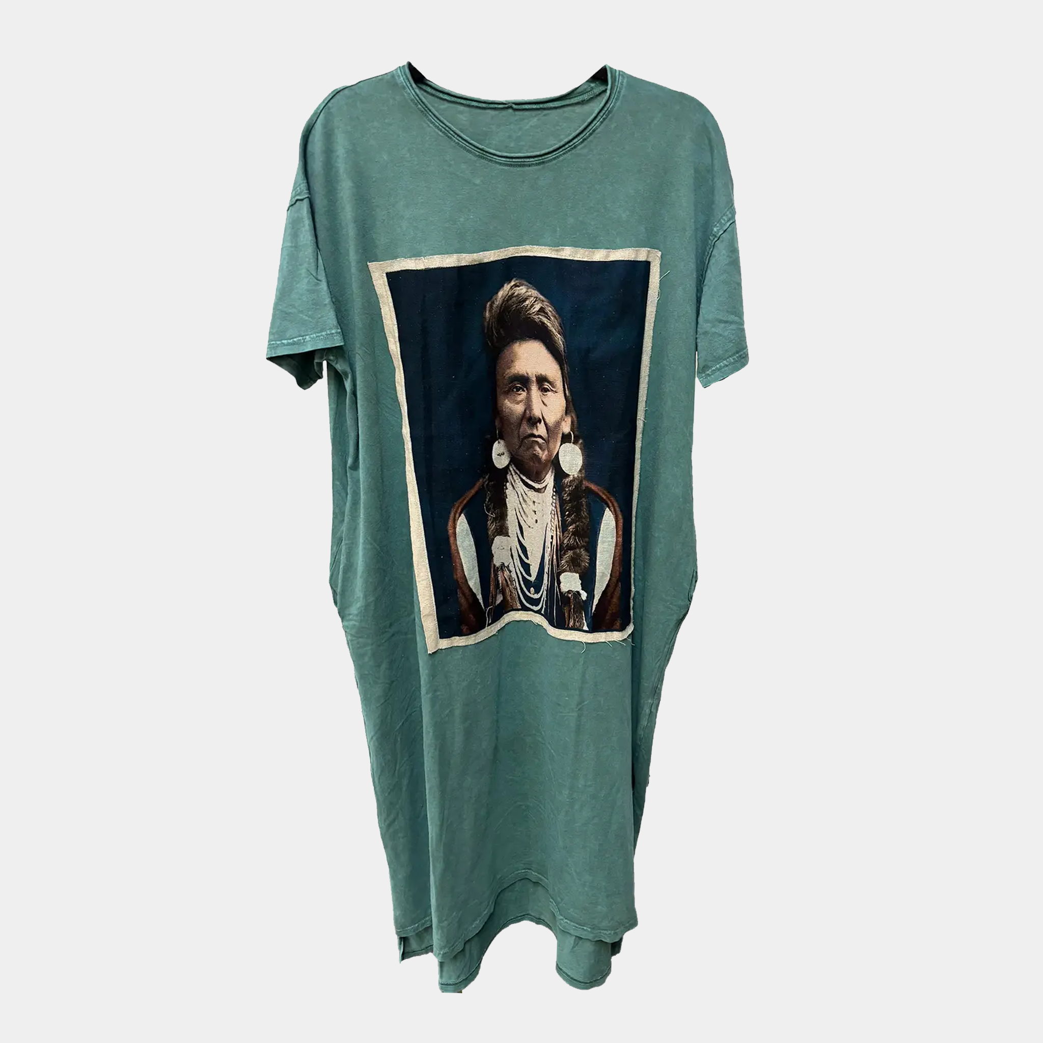 T-Shirt Dress with Chief Joseph Patchwork Print