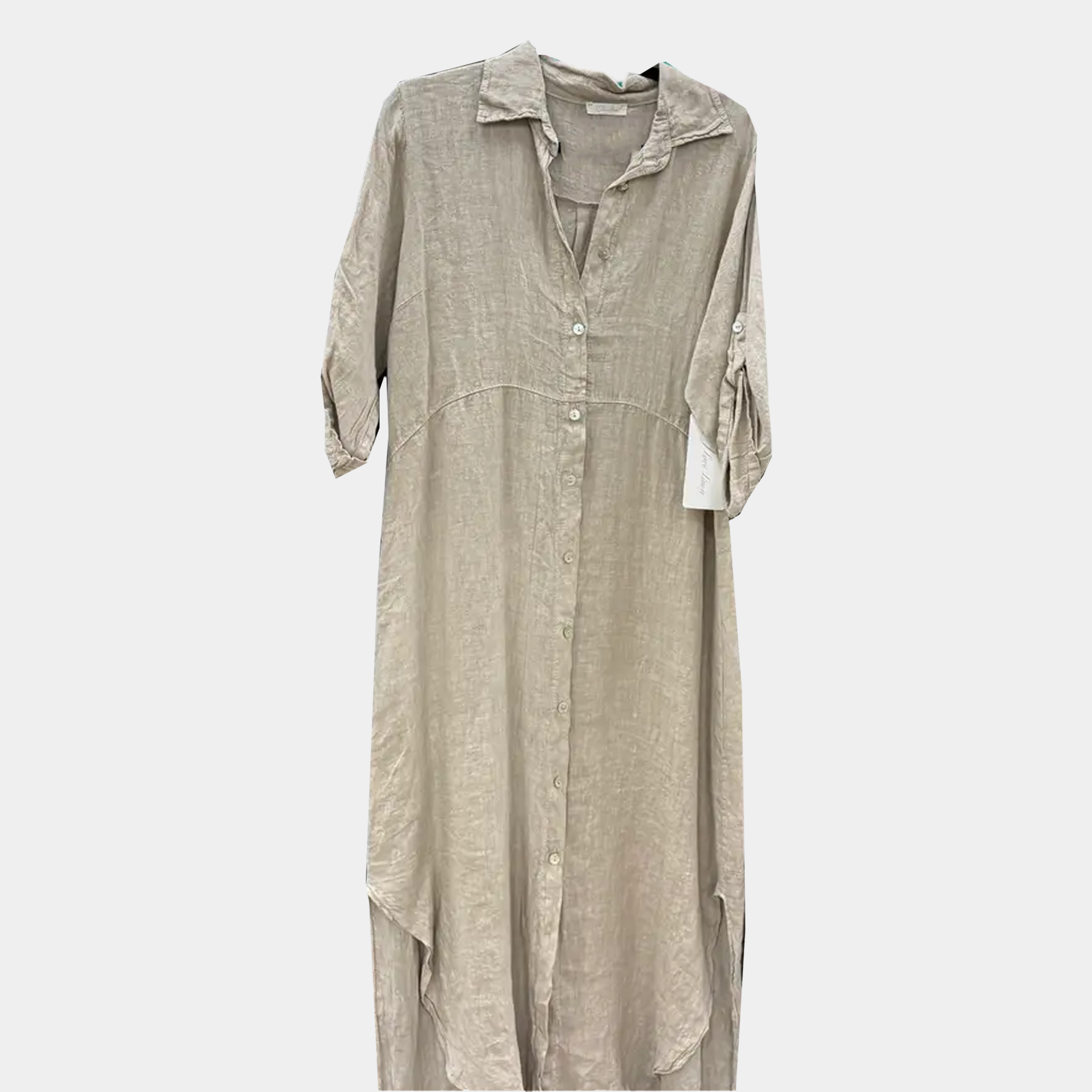 Linen Button-Up Dress with Pockets, Four Color Options