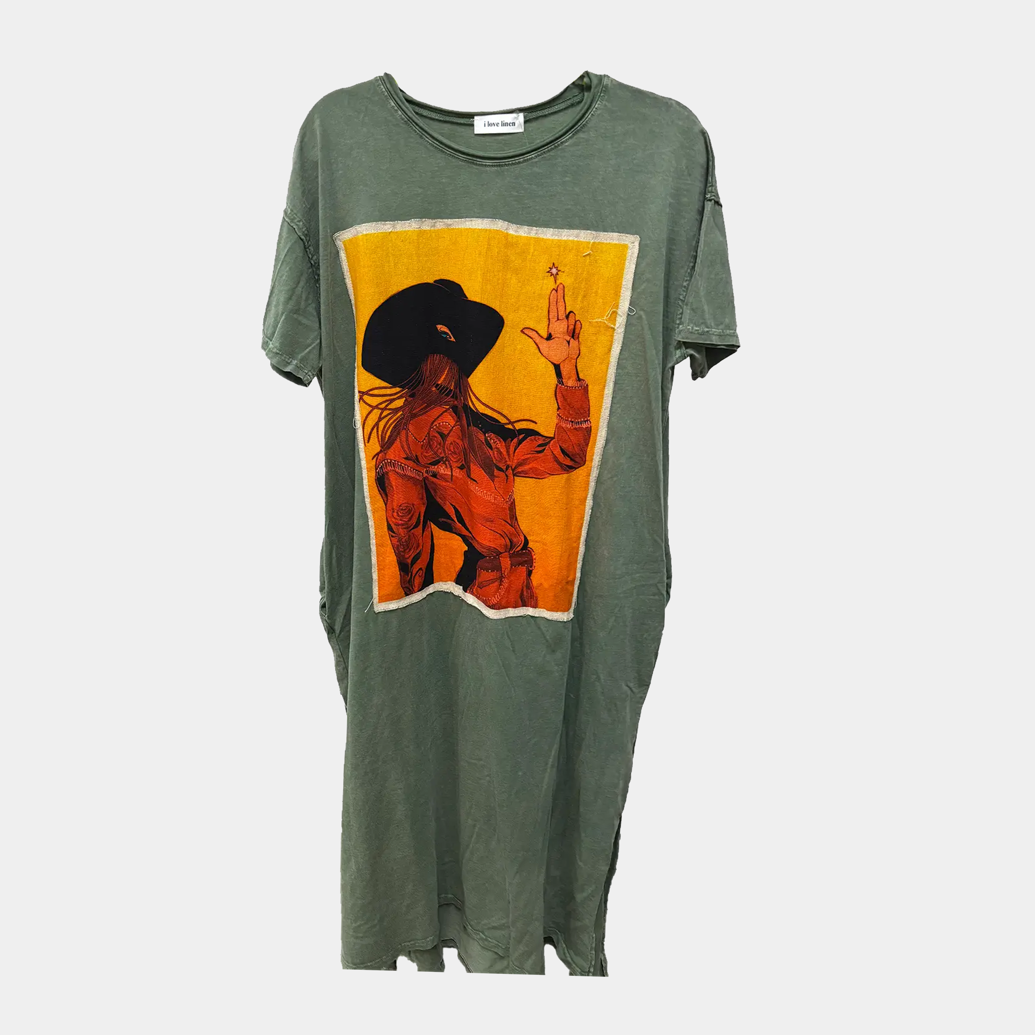 T-Shirt Dress with Orville Peck Patchwork Print