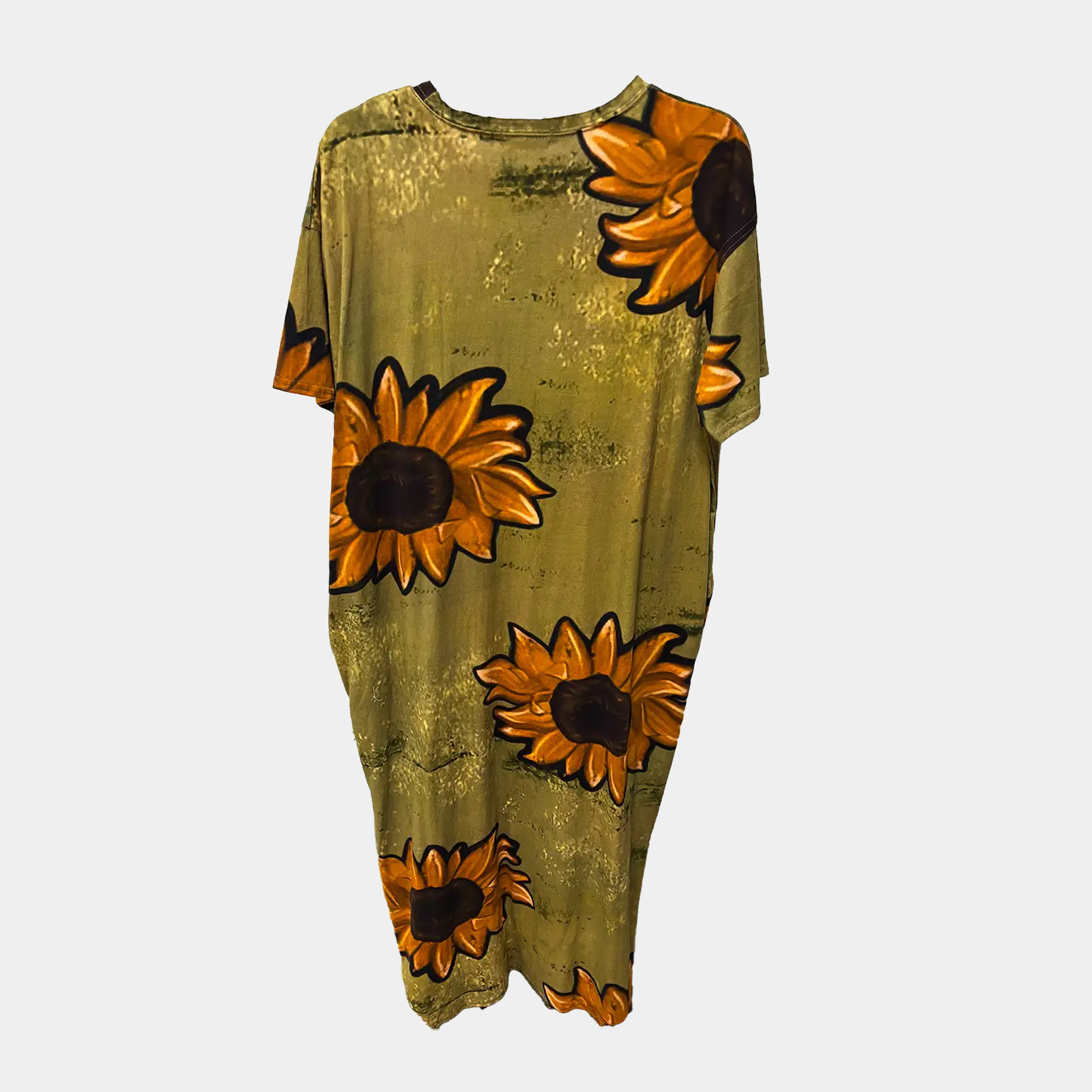 T-Shirt Dress with Sunflowers Print