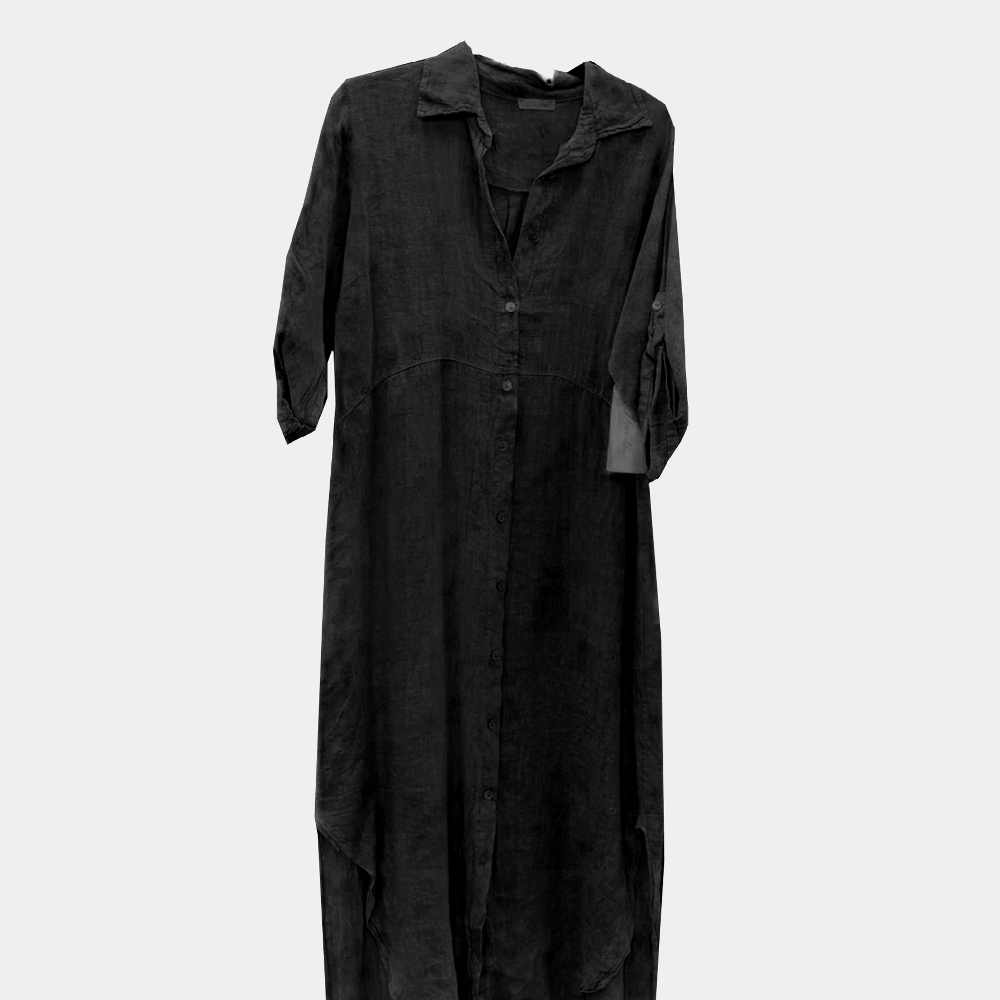 Linen Button-Up Dress with Pockets, Four Color Options