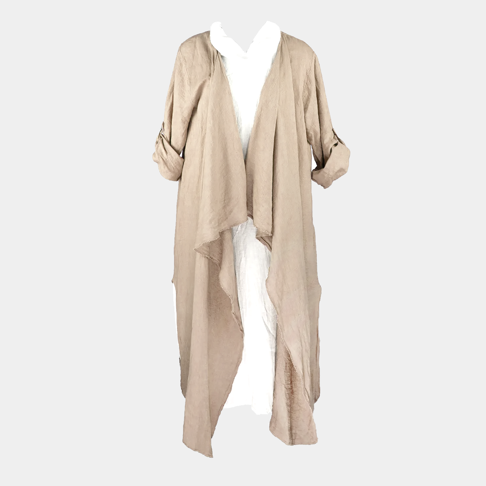 Linen Duster with Ruffle Front in Six Colors