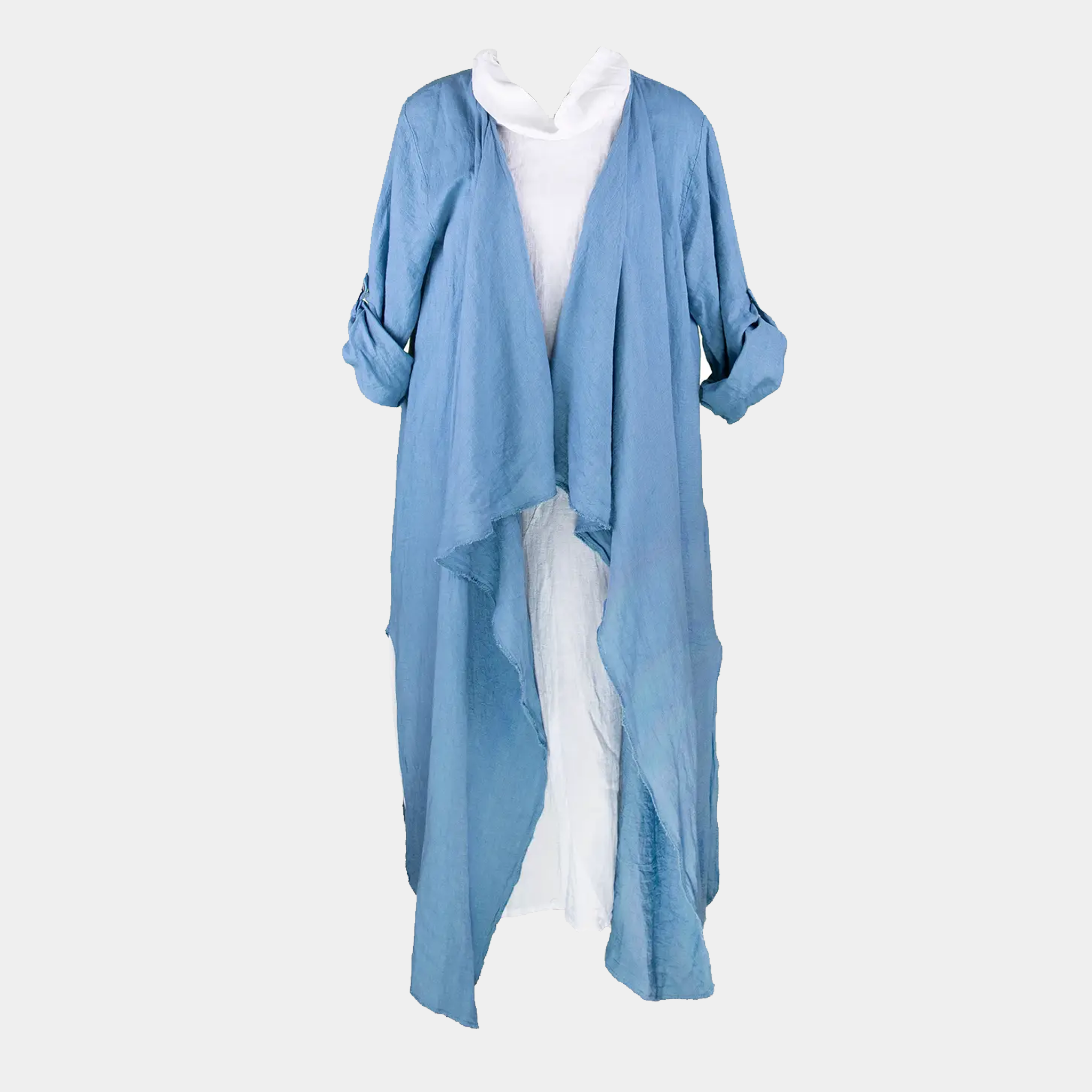 Linen Duster with Ruffle Front in Six Colors