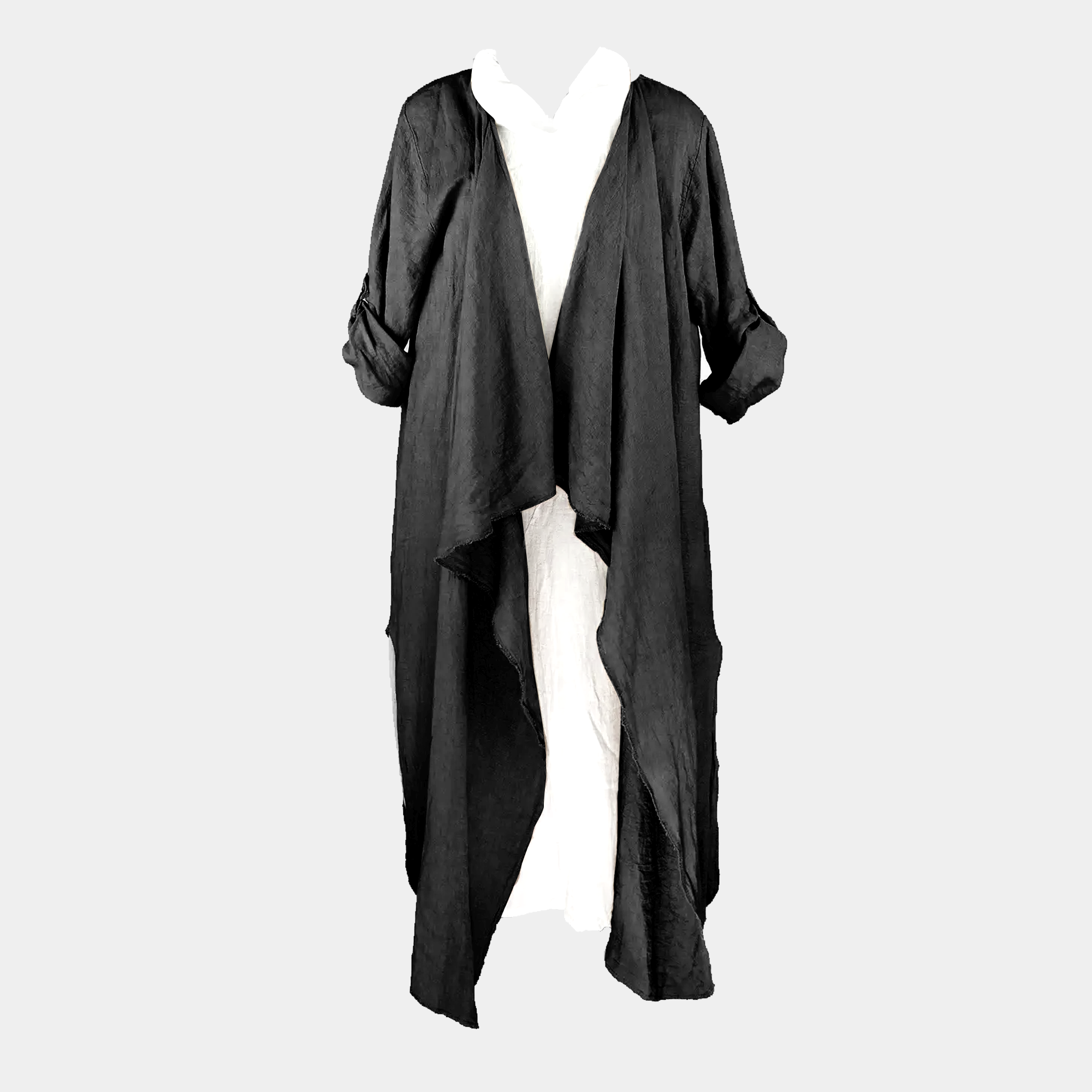 Linen Duster with Ruffle Front in Six Colors