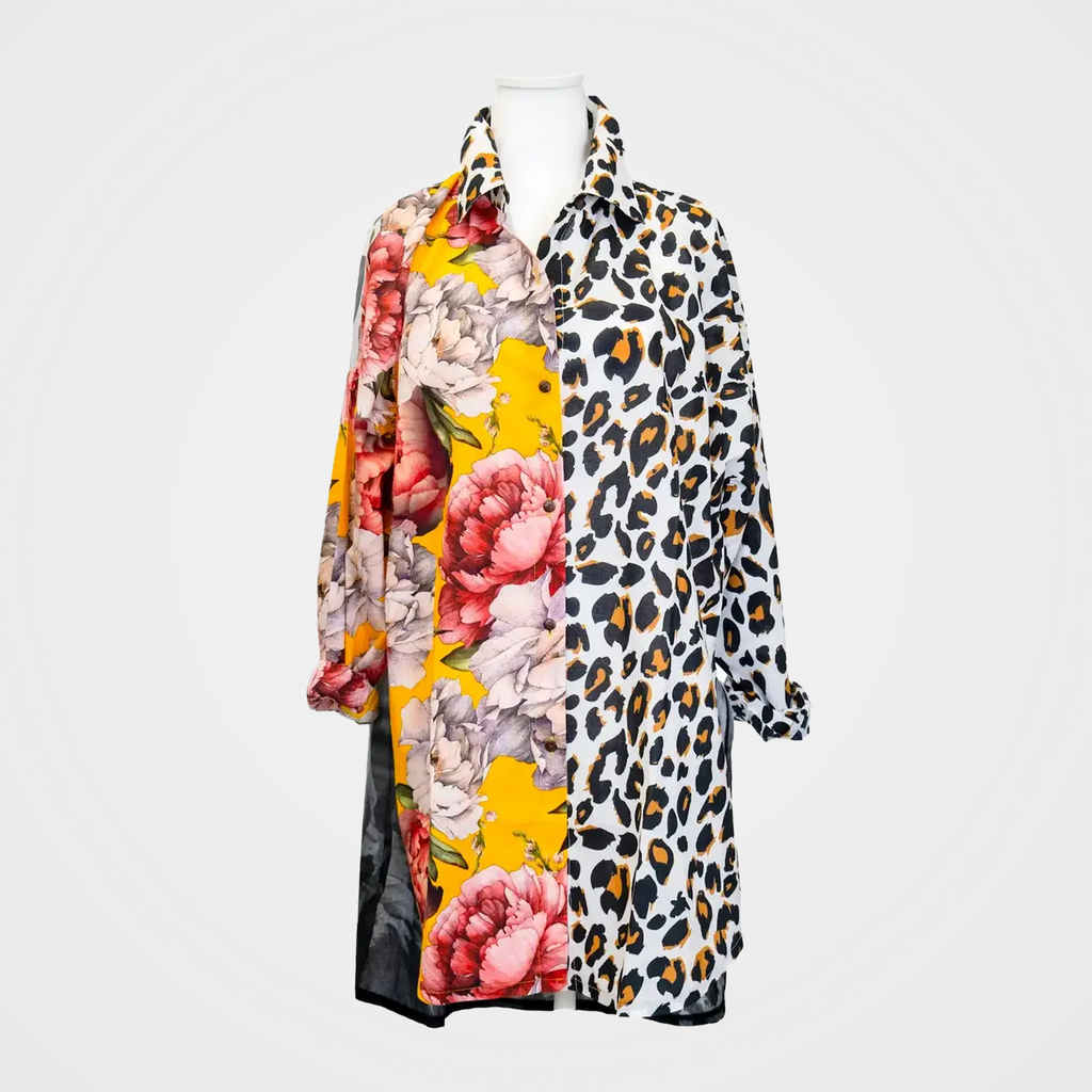 Fusion Blouse with Floral/Leopard & Chief Sitting Bull