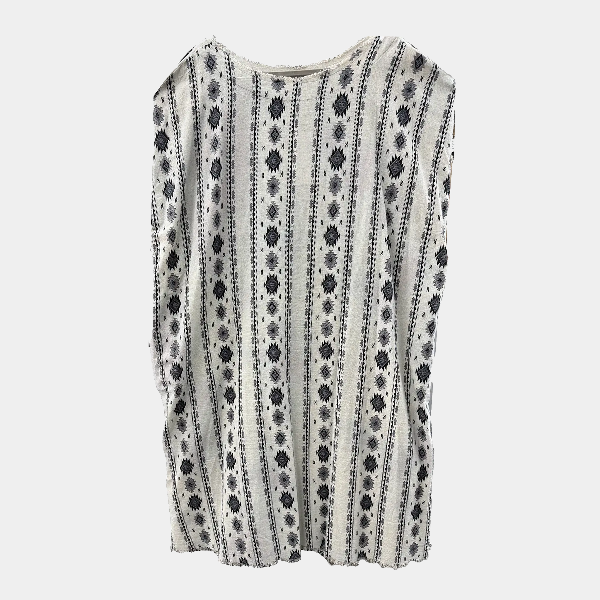 Kaftan Tunic Dress with Indian Chief (front) and Geo Pattern (back)