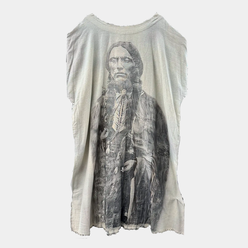 Kaftan Tunic Dress with Indian Chief (front) and Geo Pattern (back)