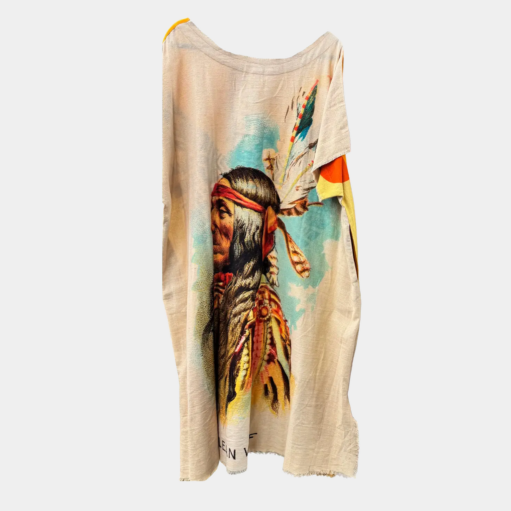 Kaftan Tunic Dress with Native American Warrior Print