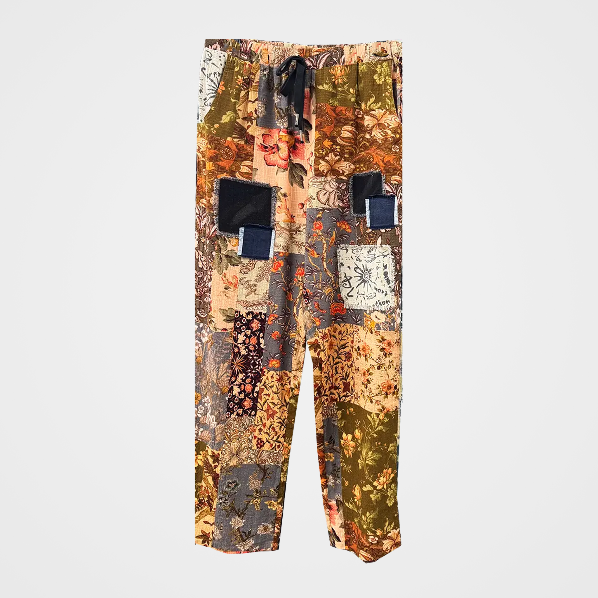 Patchwork Pants with Pockets
