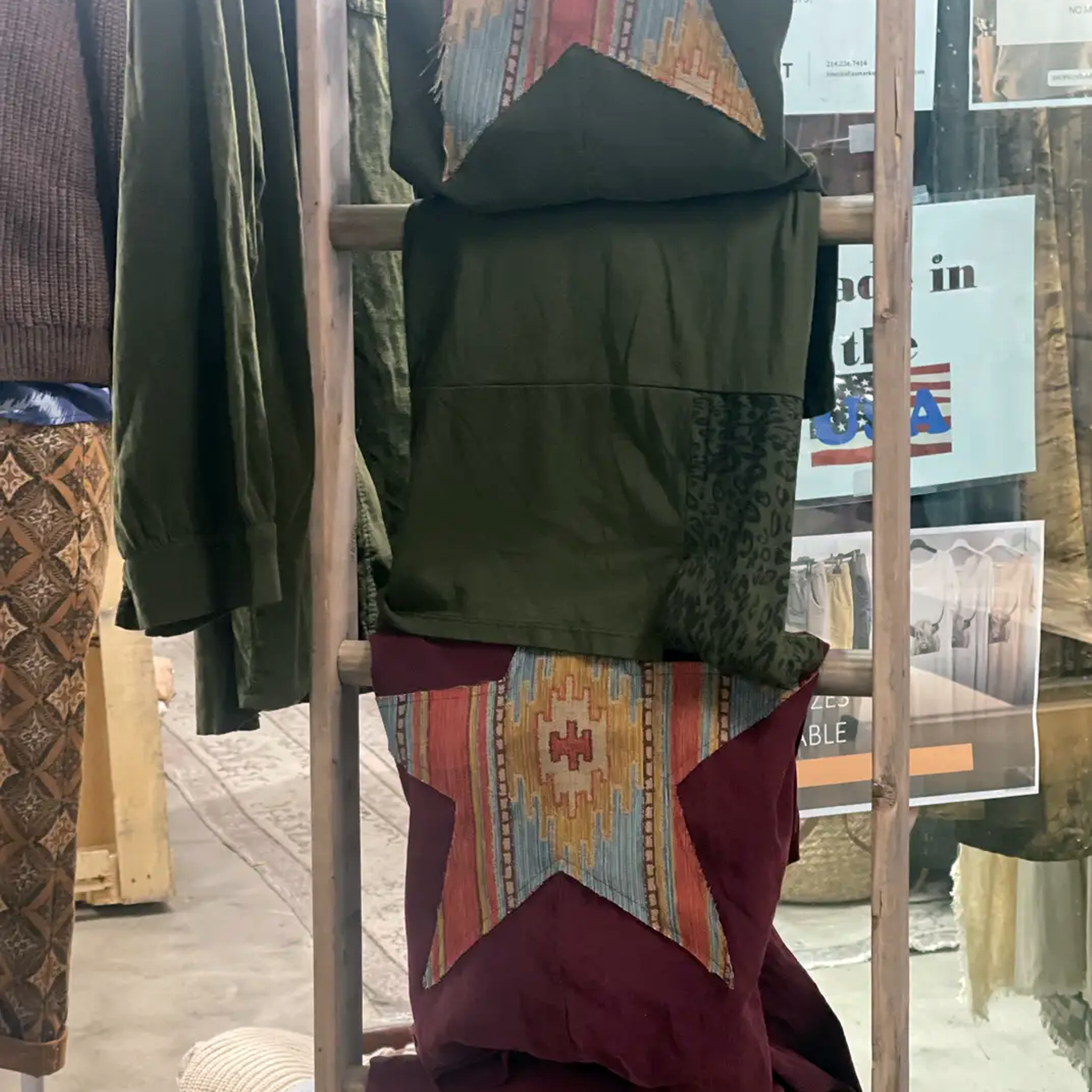 Corduroy Button Up Blouse with Star Patch