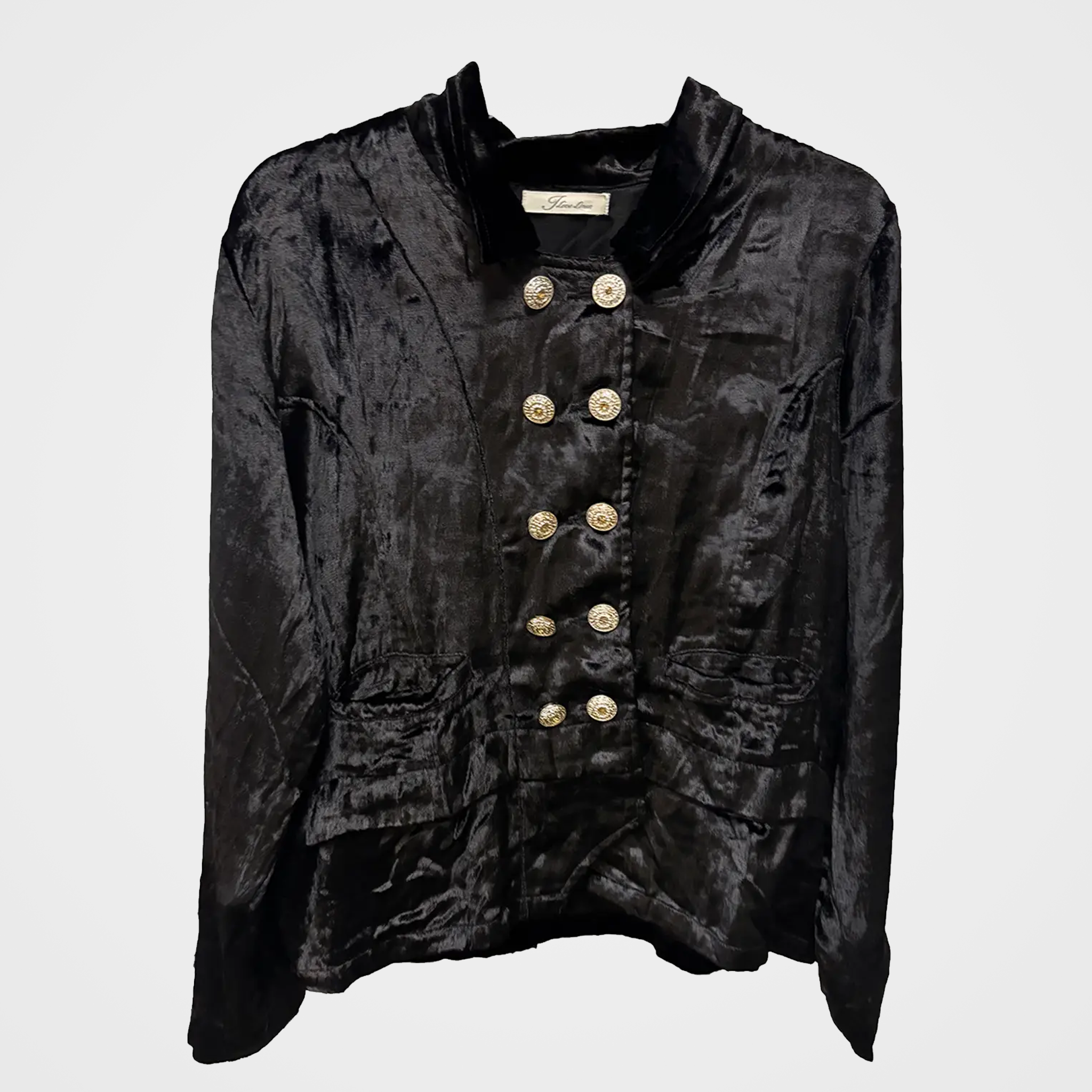 Velvet Rayon Military Jacket w/ Burnout Velvet Applique