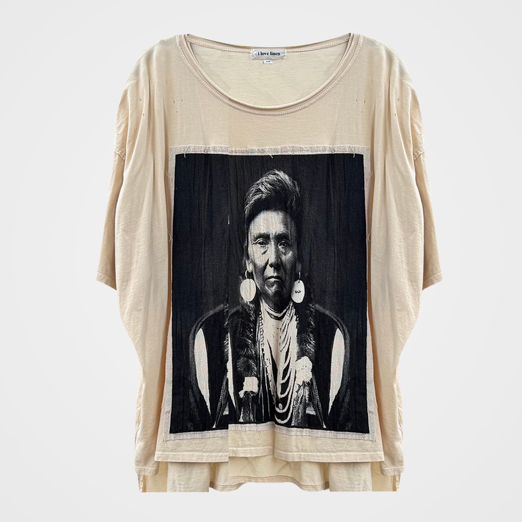 Chief Joseph Photo Oversized Patchwork Tee