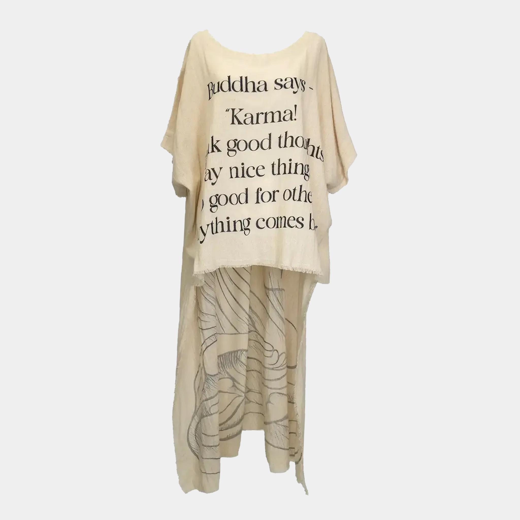 Hi-Lo Tunic with Buddha Quote (Front) & Buddha Print (Back)