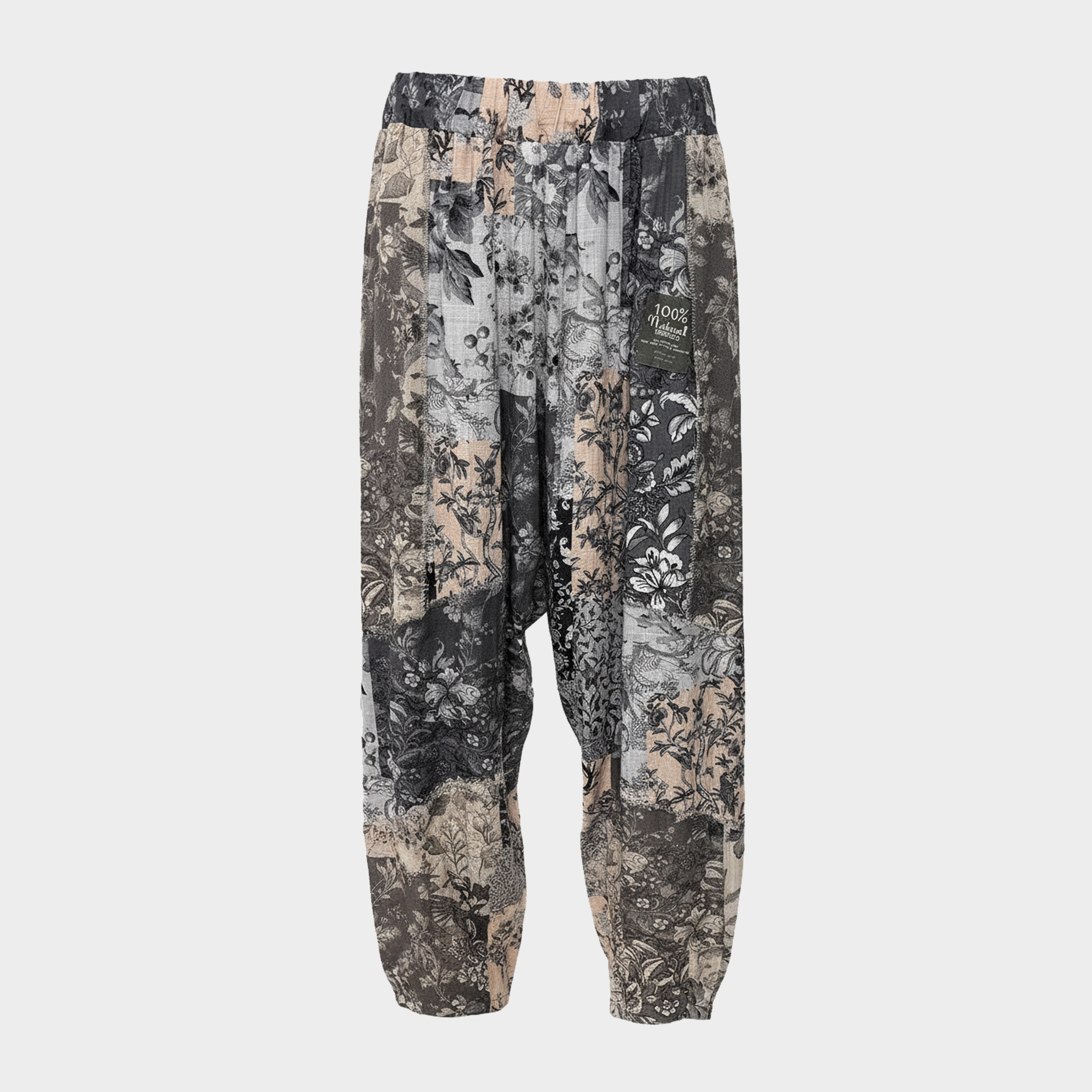 Harem Pant w/ Floral Patchwork in Two Colors