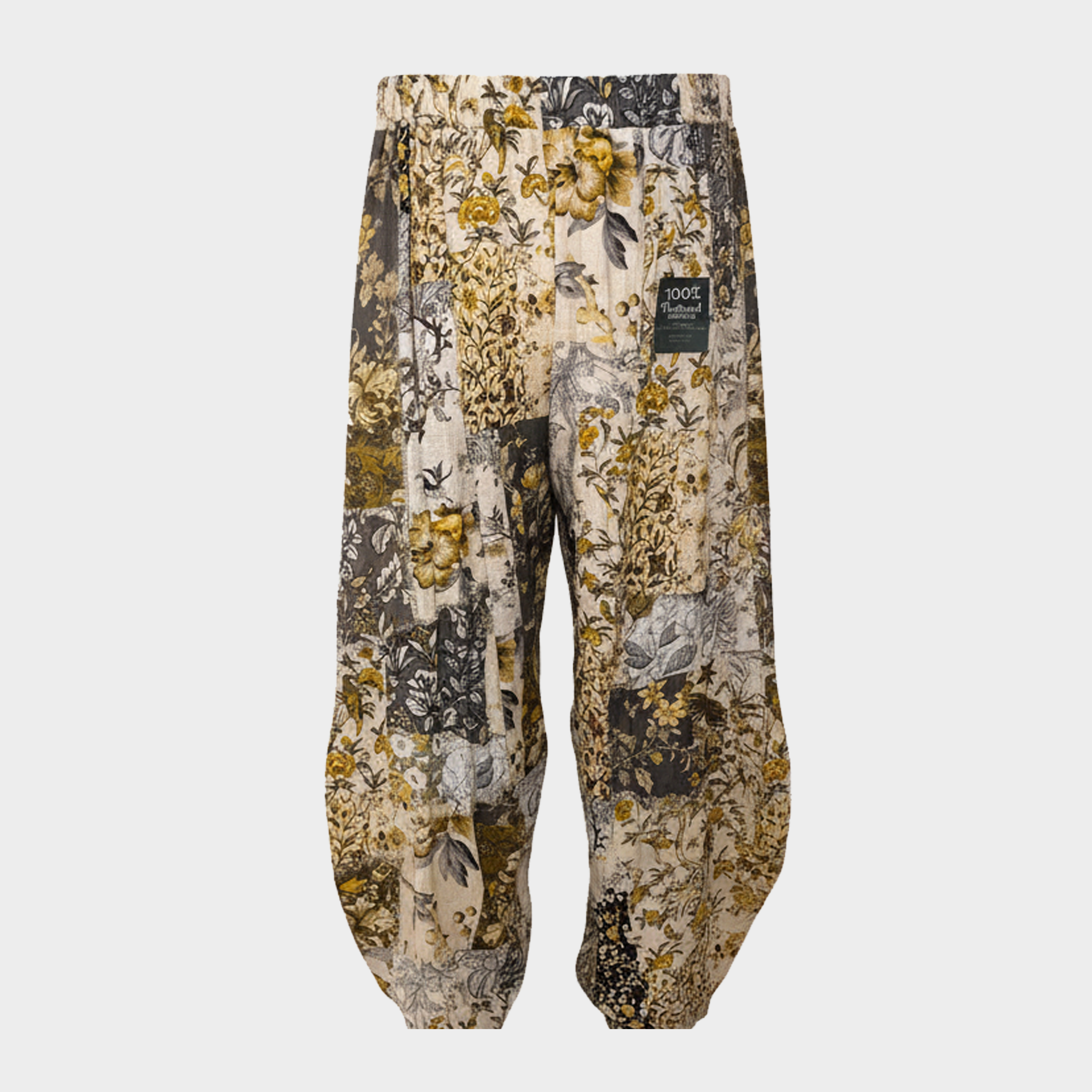 Harem Pant w/ Floral Patchwork in Two Colors
